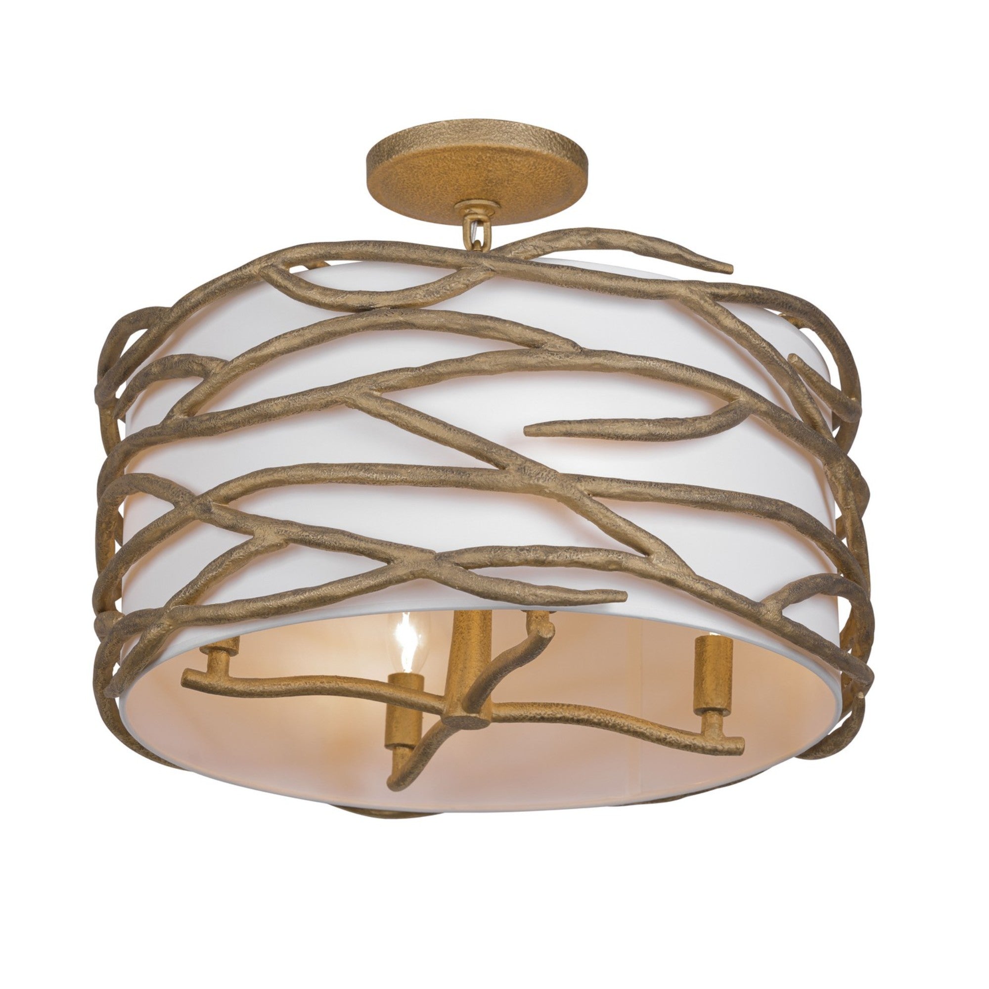 Branch Reality 20" 4 Lights Semi-Flush Mount Gold Finish - Bees Lighting