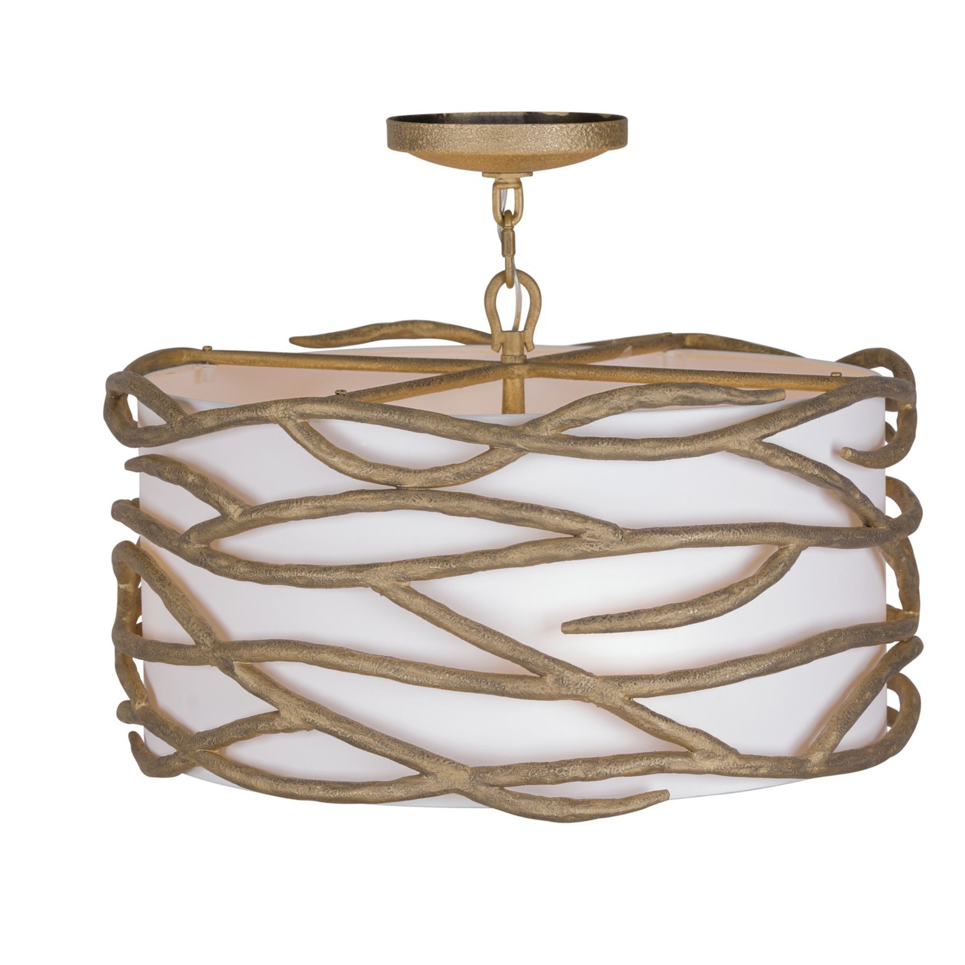 Branch Reality 20" 4-Light Semi-Flush Mount, Ashen Gold Finish - Bees Lighting
