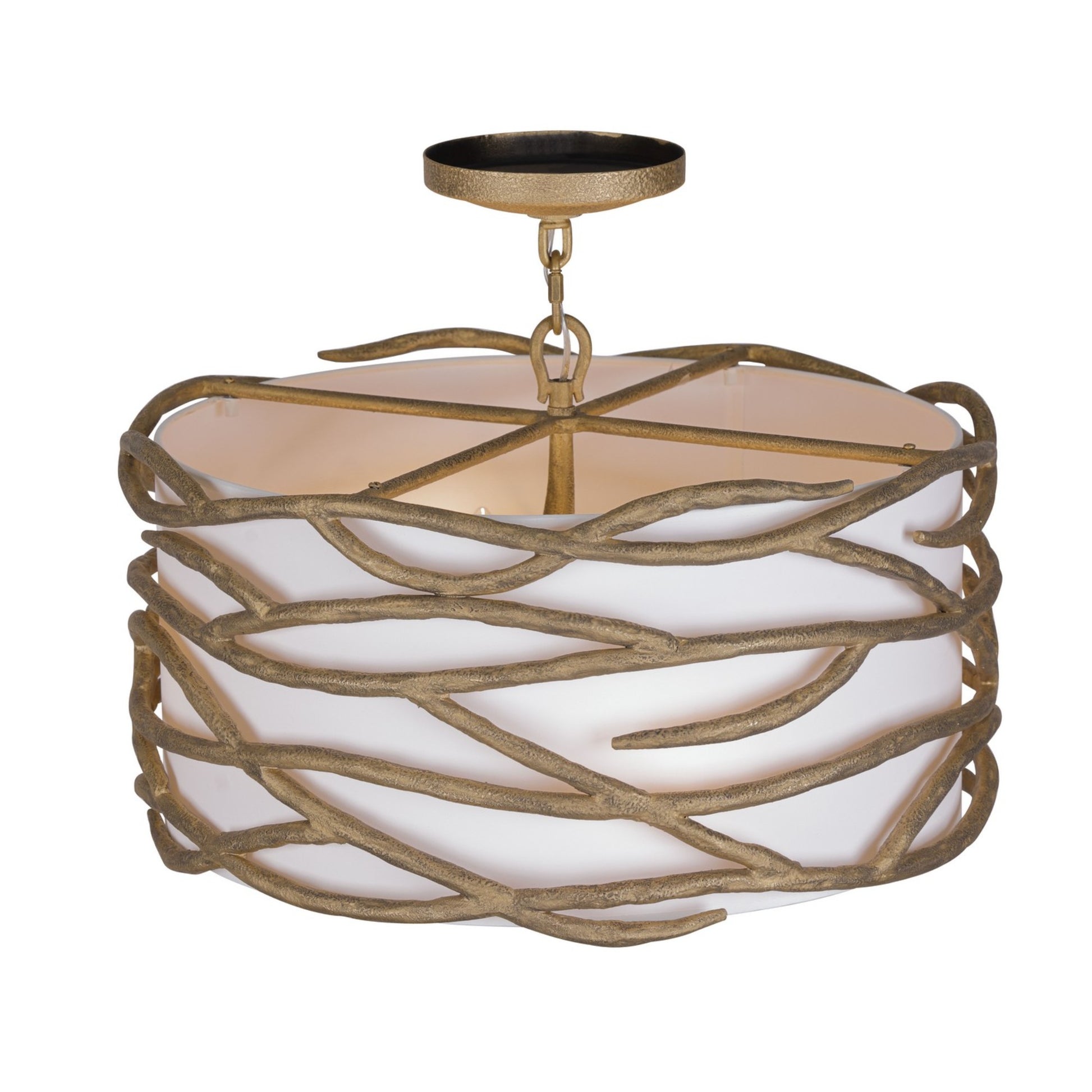 Branch Reality 20" 4-Light Semi-Flush Mount, Ashen Gold Finish - Bees Lighting