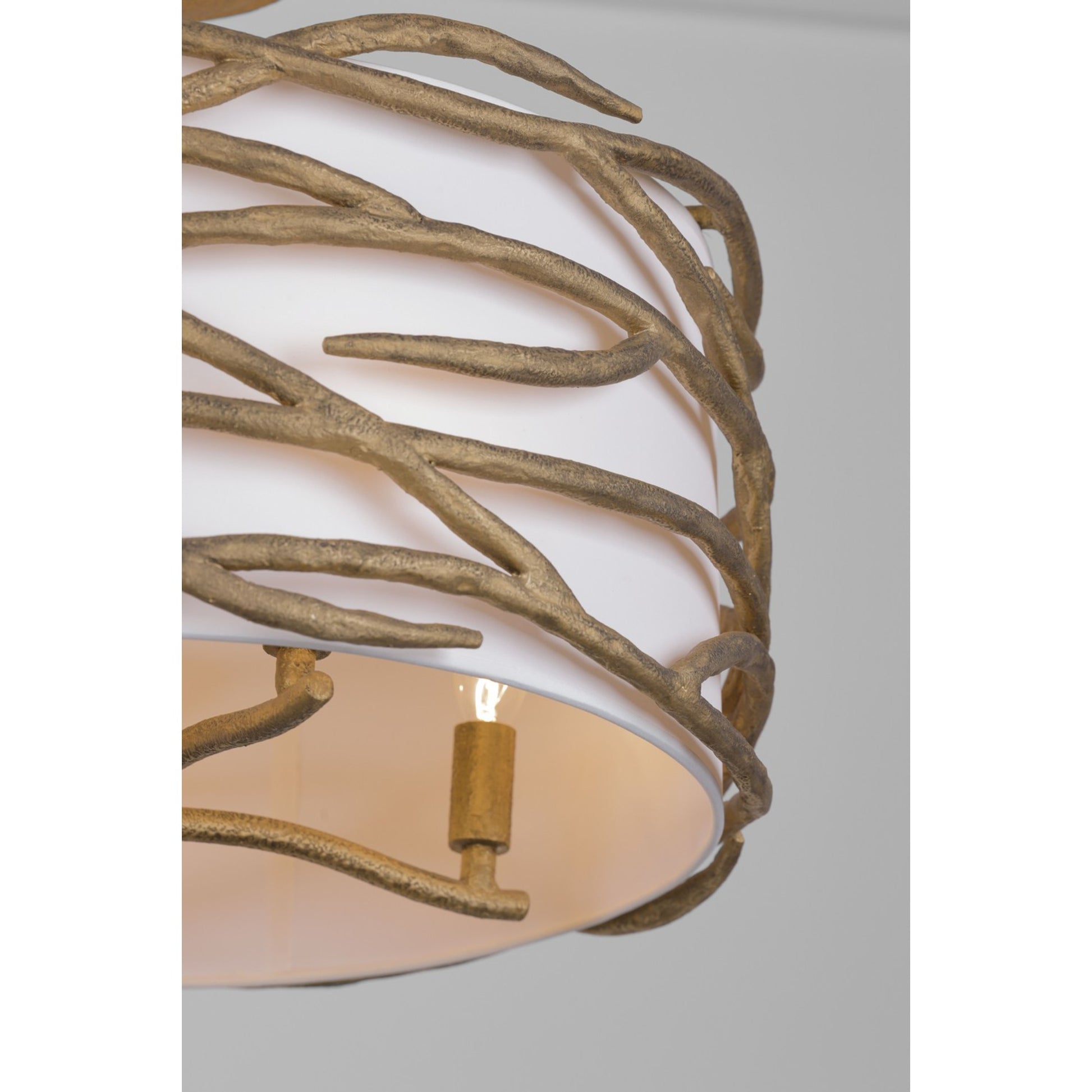 Branch Reality 20" 4-Light Semi-Flush Mount, Ashen Gold Finish - Bees Lighting