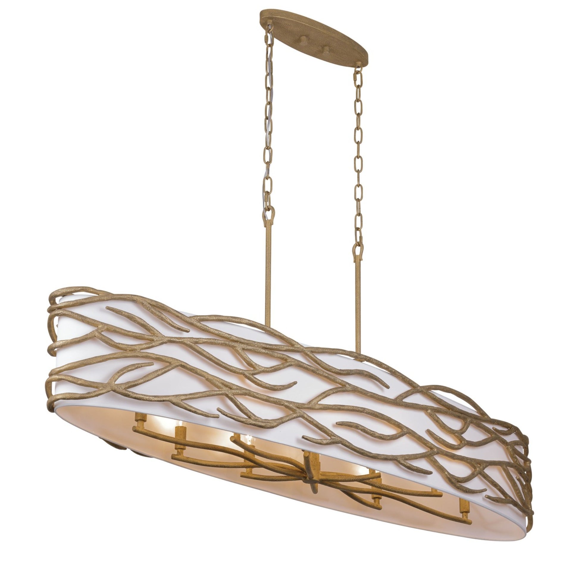Branch Reality 60" 10-Light Island Light, Ashen Gold Finish - Bees Lighting