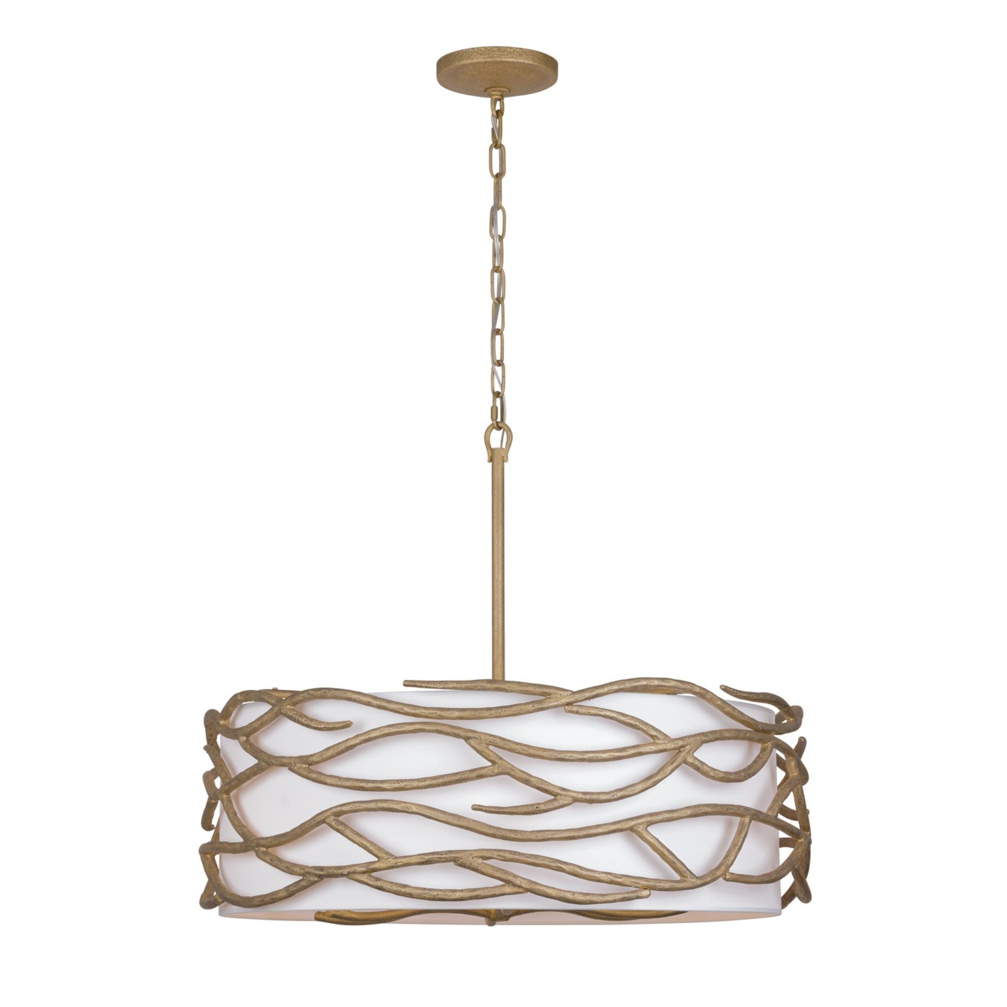 Branch Reality 28" 6-Light Pendant, Ashen Gold Finish - Bees Lighting