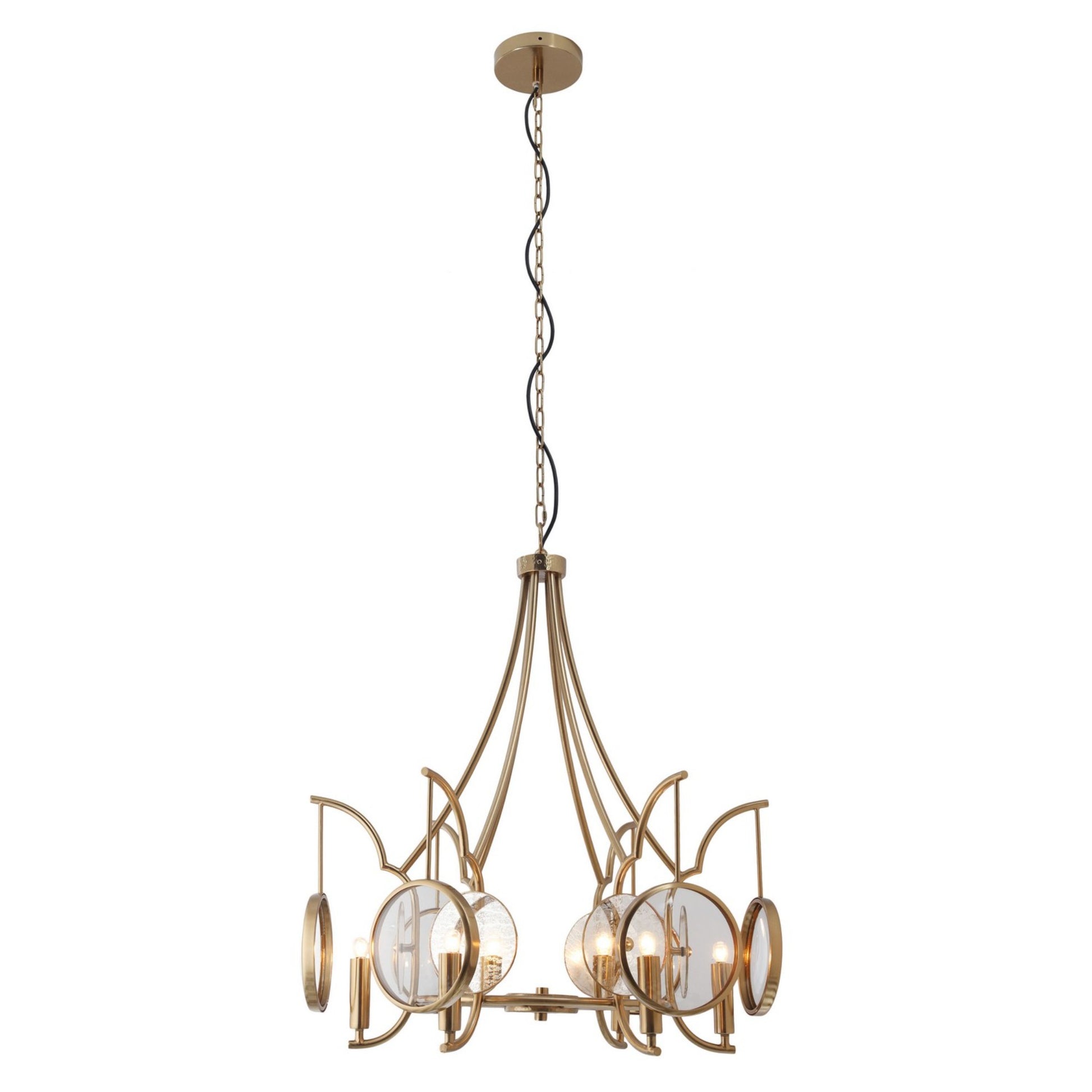 Into Focus 32" 6-Light Chandelier, Artisan Brass Finish - Bees Lighting