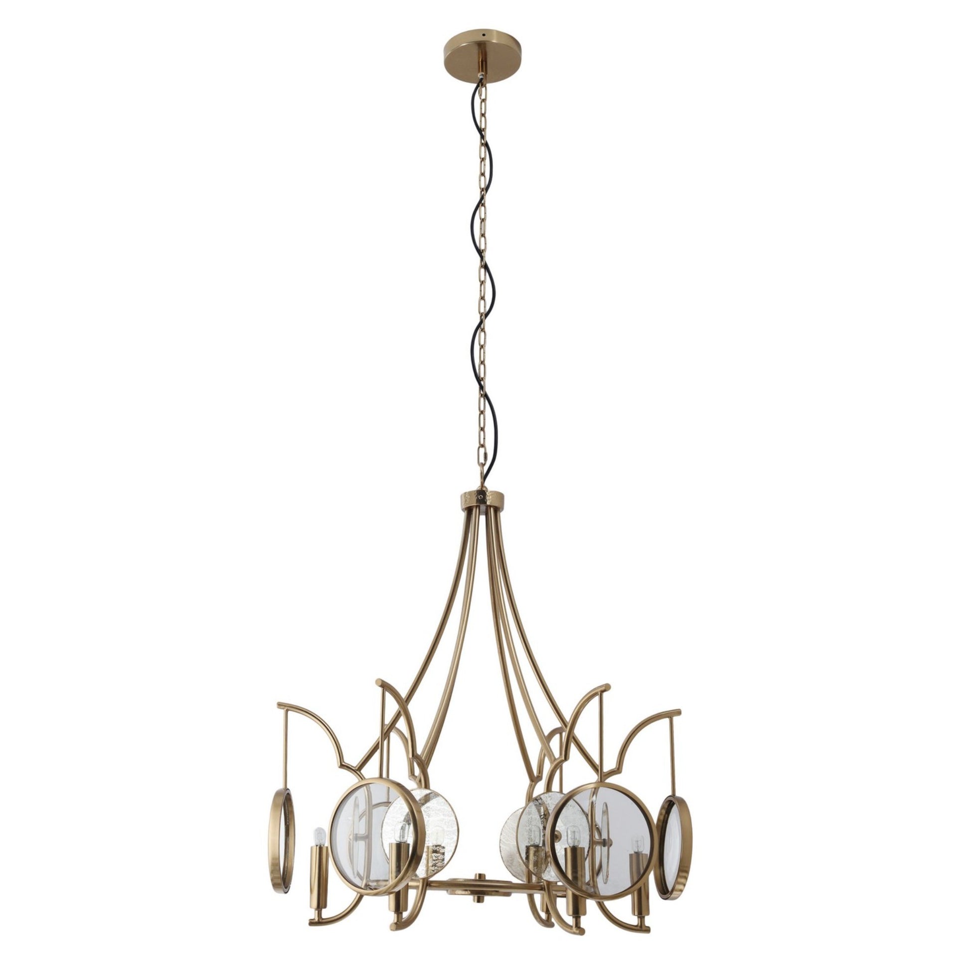 Into Focus 32" 6-Light Chandelier, Artisan Brass Finish - Bees Lighting