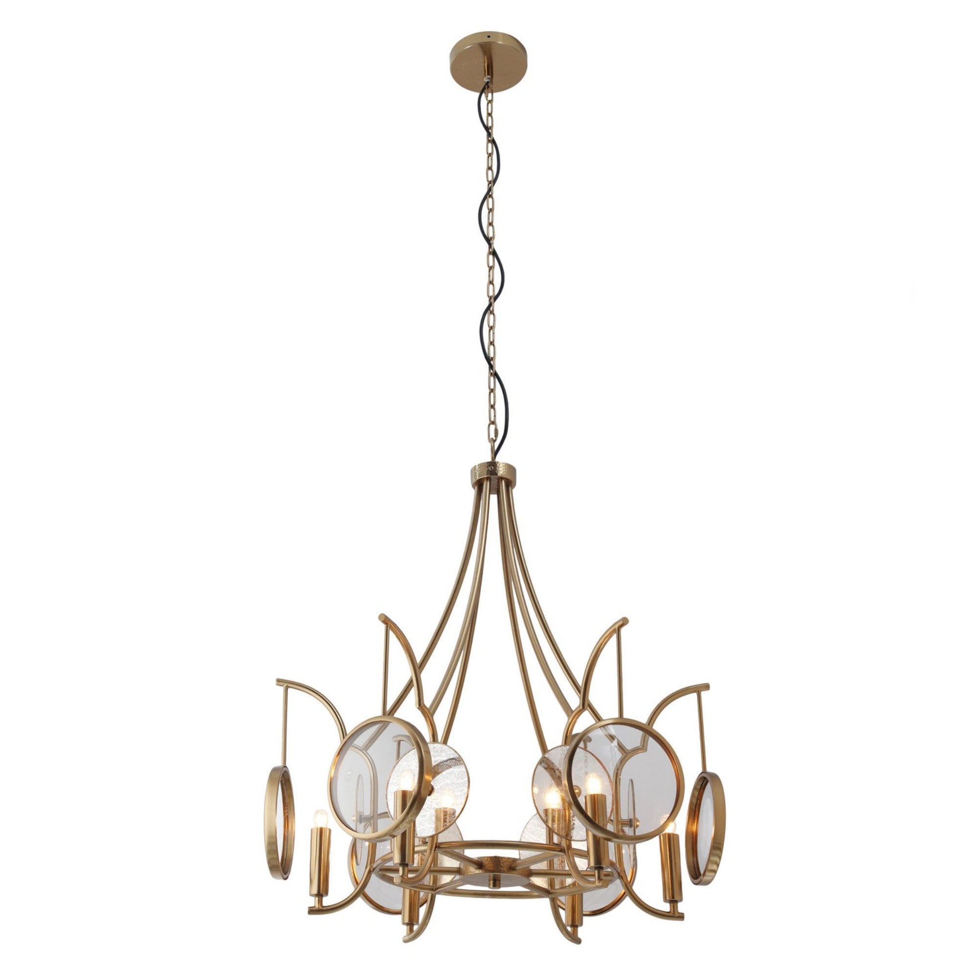 Into Focus 32" 6-Light Chandelier, Artisan Brass Finish - Bees Lighting