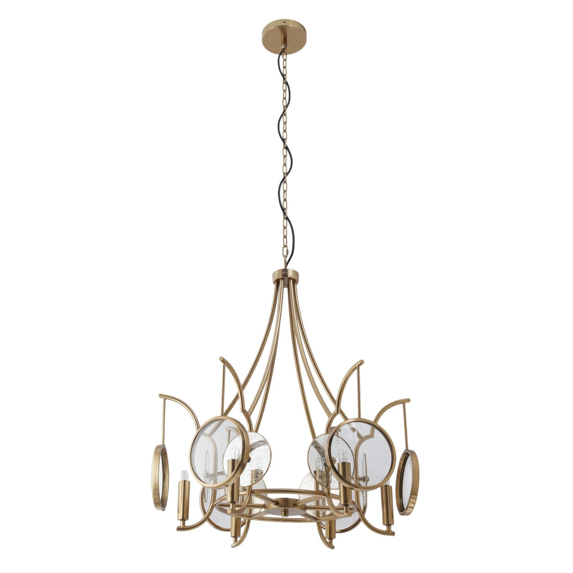 Into Focus 32" 6-Light Chandelier, Artisan Brass Finish - Bees Lighting