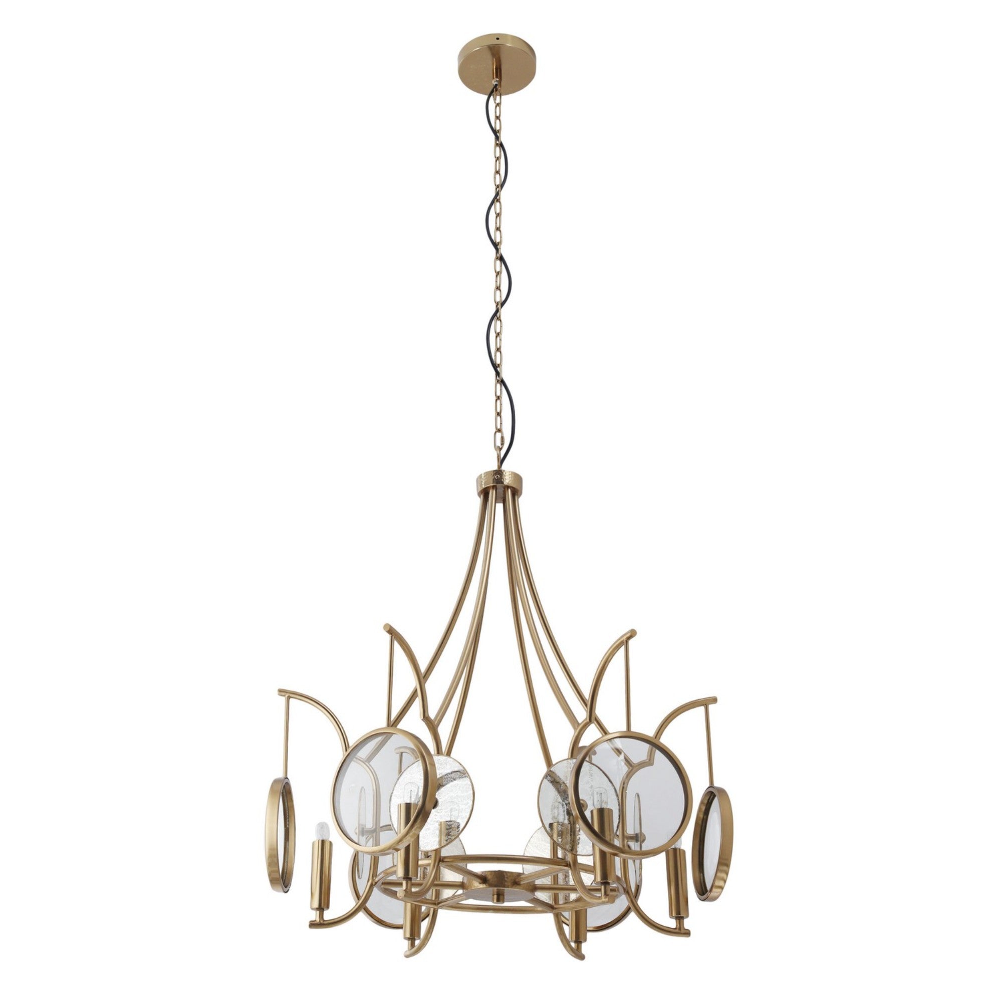 Into Focus 32" 6-Light Chandelier, Artisan Brass Finish - Bees Lighting