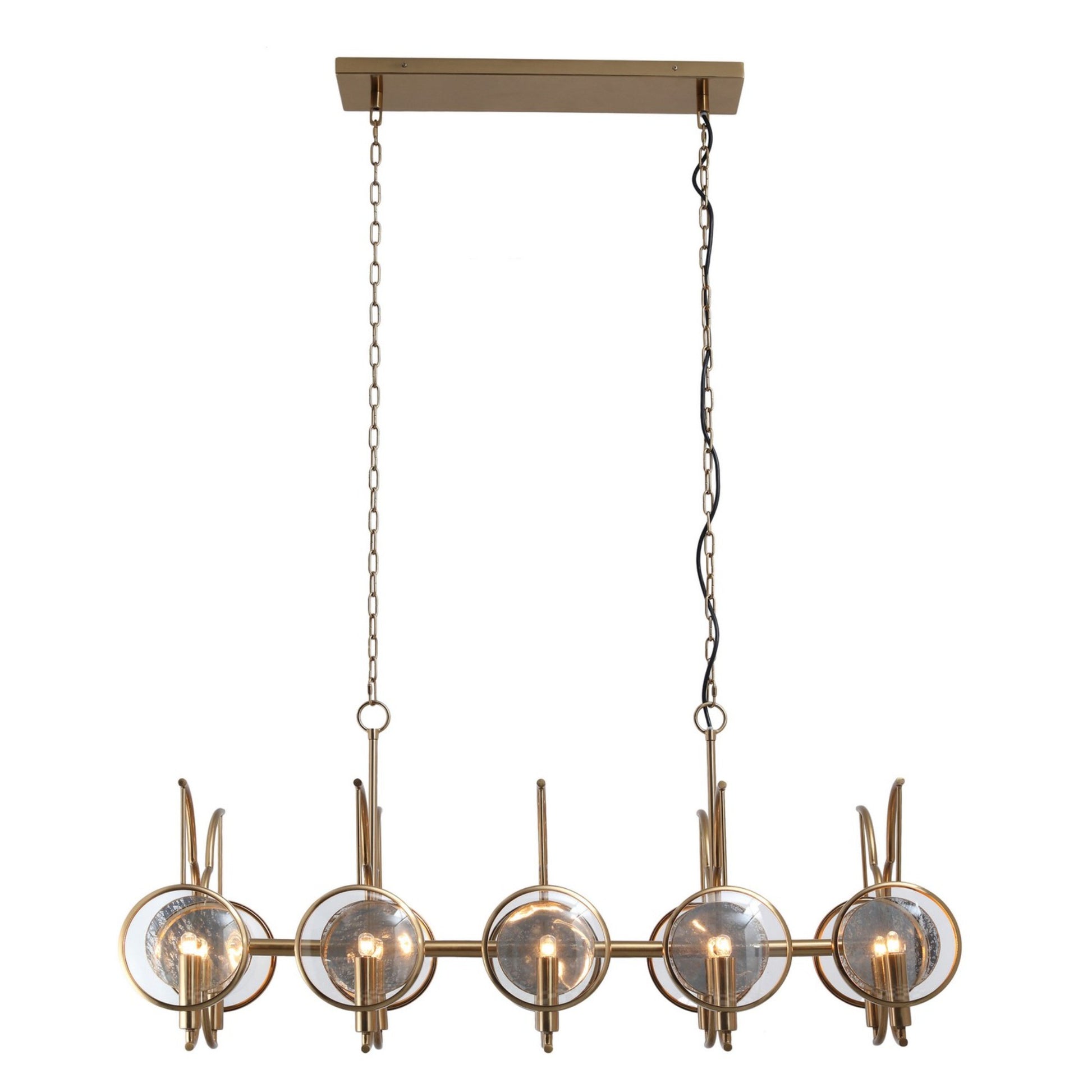 Into Focus 46" 10-Light Island Light, Artisan Brass Finish - Bees Lighting