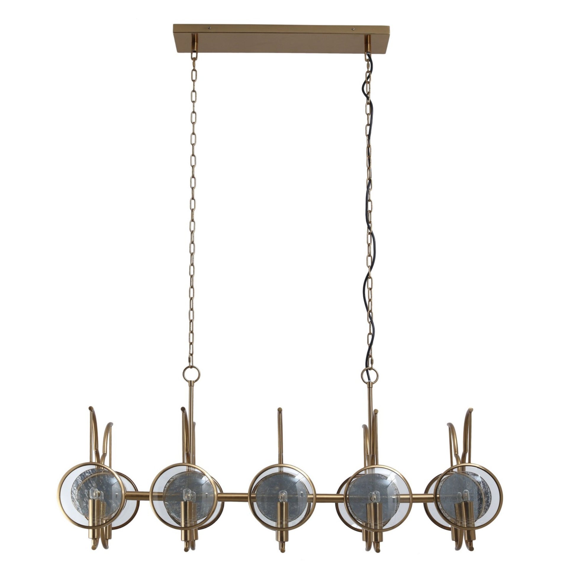 Into Focus 46" 10-Light Island Light, Artisan Brass Finish - Bees Lighting