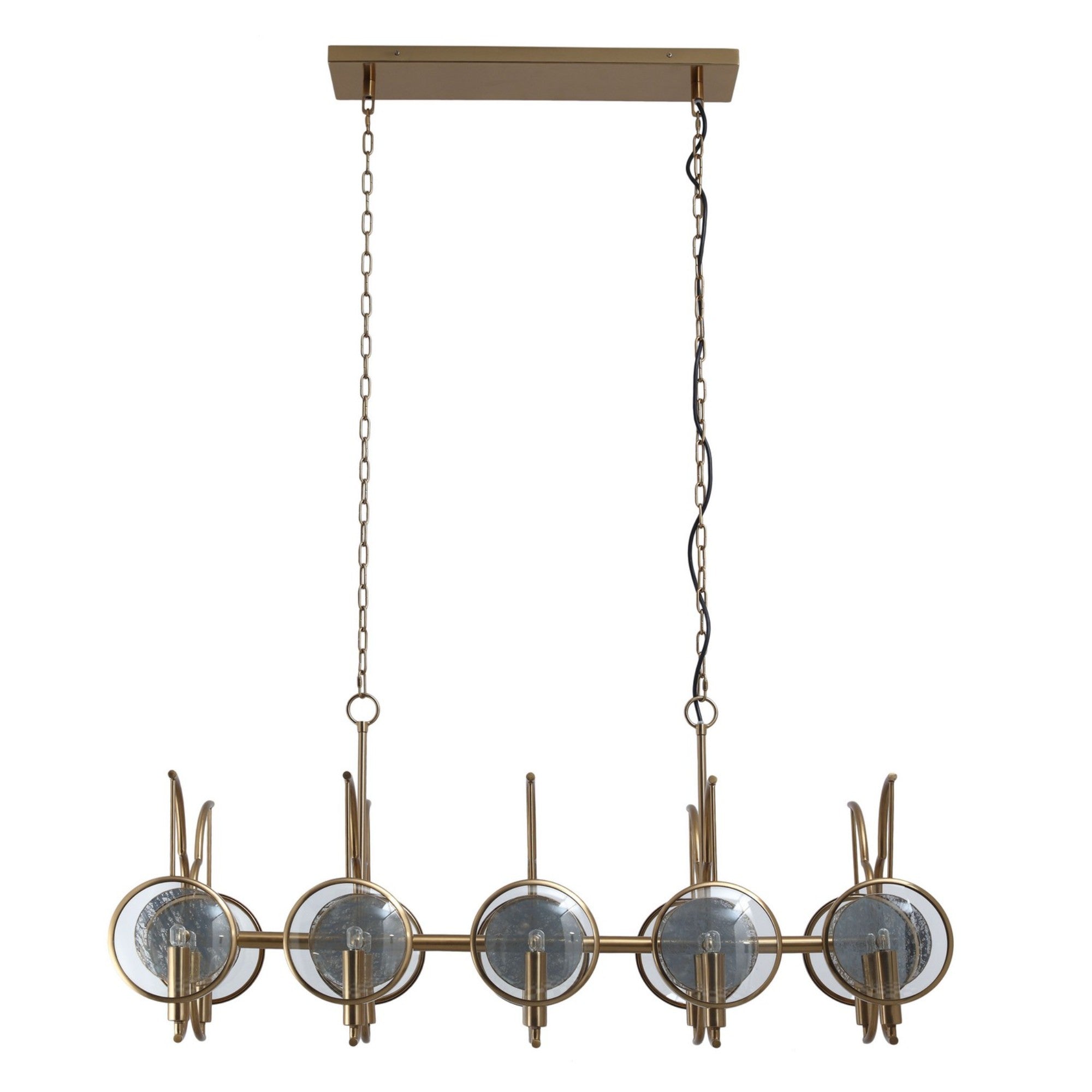 Into Focus 46" 10-Light Island Light, Artisan Brass Finish - Bees Lighting
