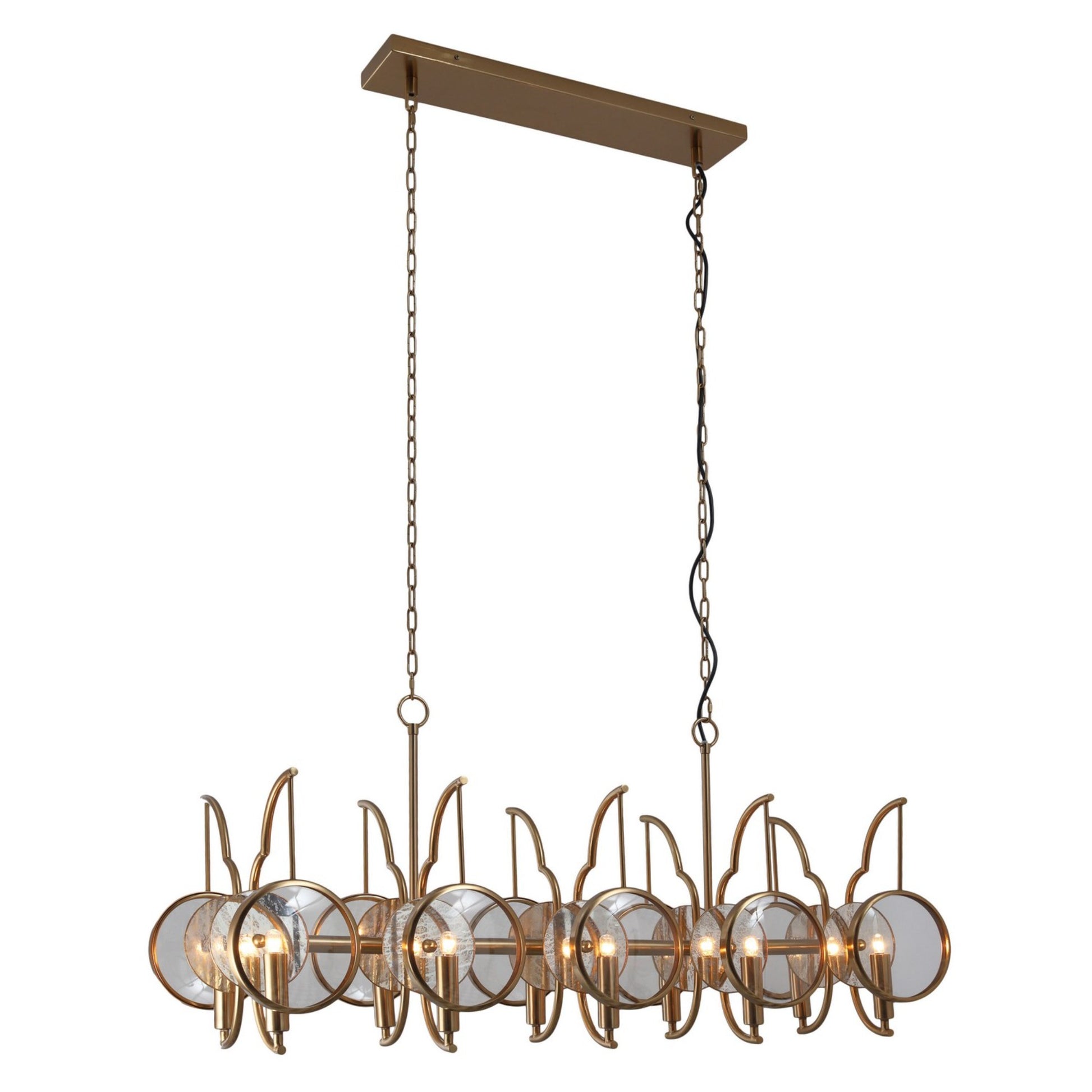 Into Focus 46" 10-Light Island Light, Artisan Brass Finish - Bees Lighting