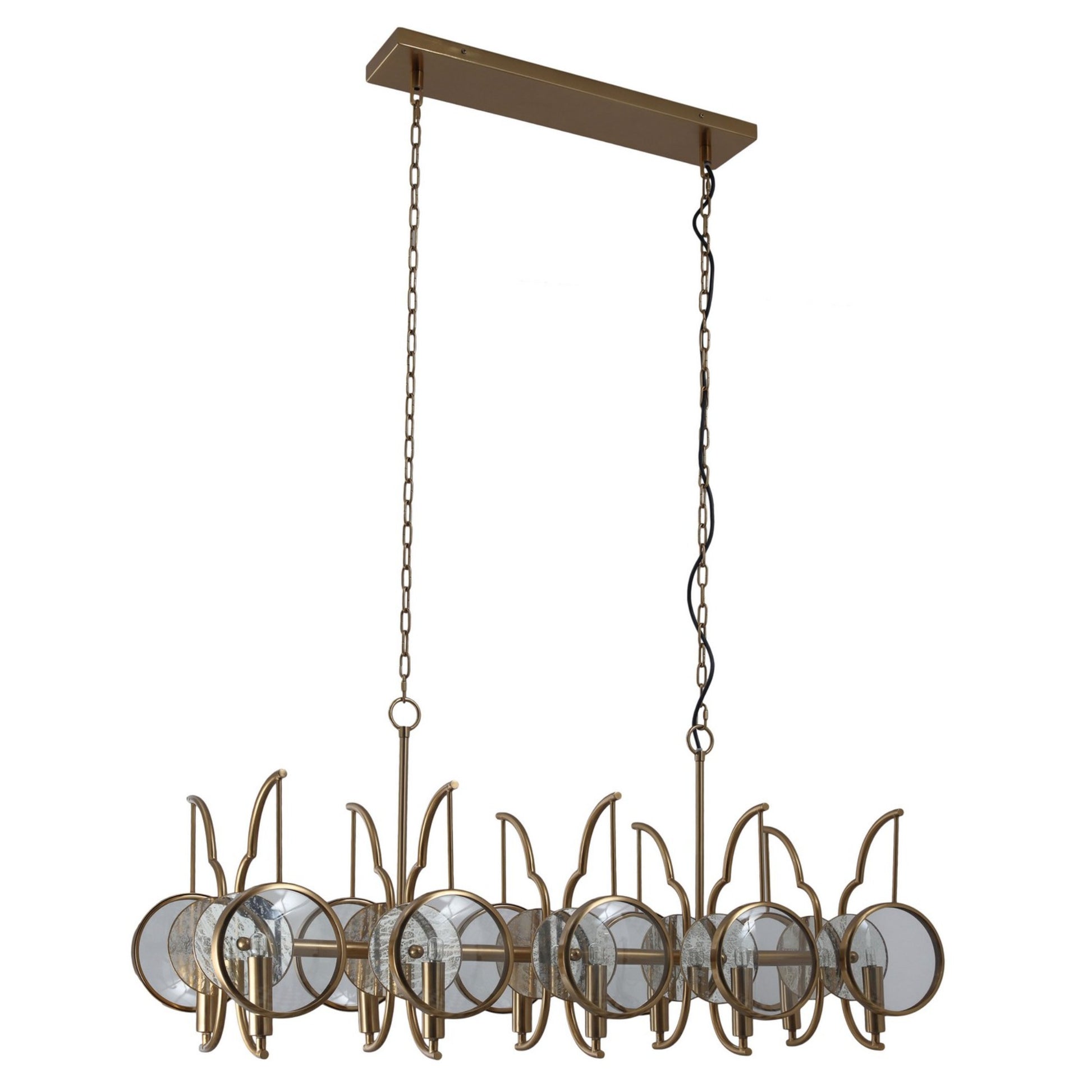 Into Focus 46" 10-Light Island Light, Artisan Brass Finish - Bees Lighting