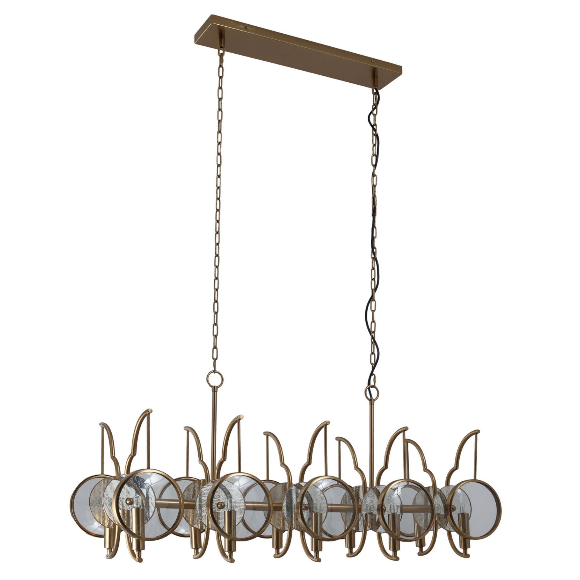 Into Focus 46" 10-Light Island Light, Artisan Brass Finish - Bees Lighting
