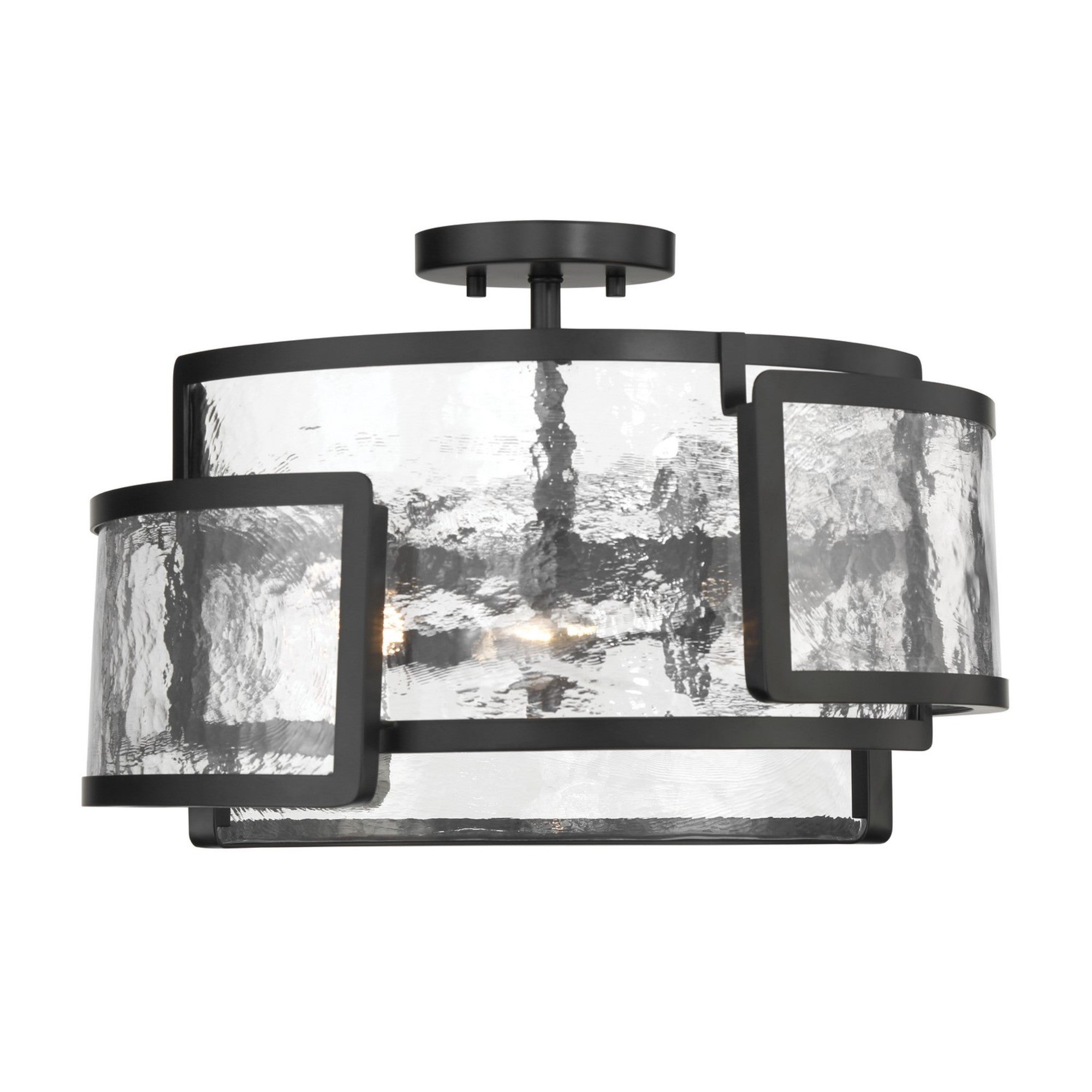 Bella Collina 18" 3 Lights Semi-Flush Mount Black Finish - Bees Lighting