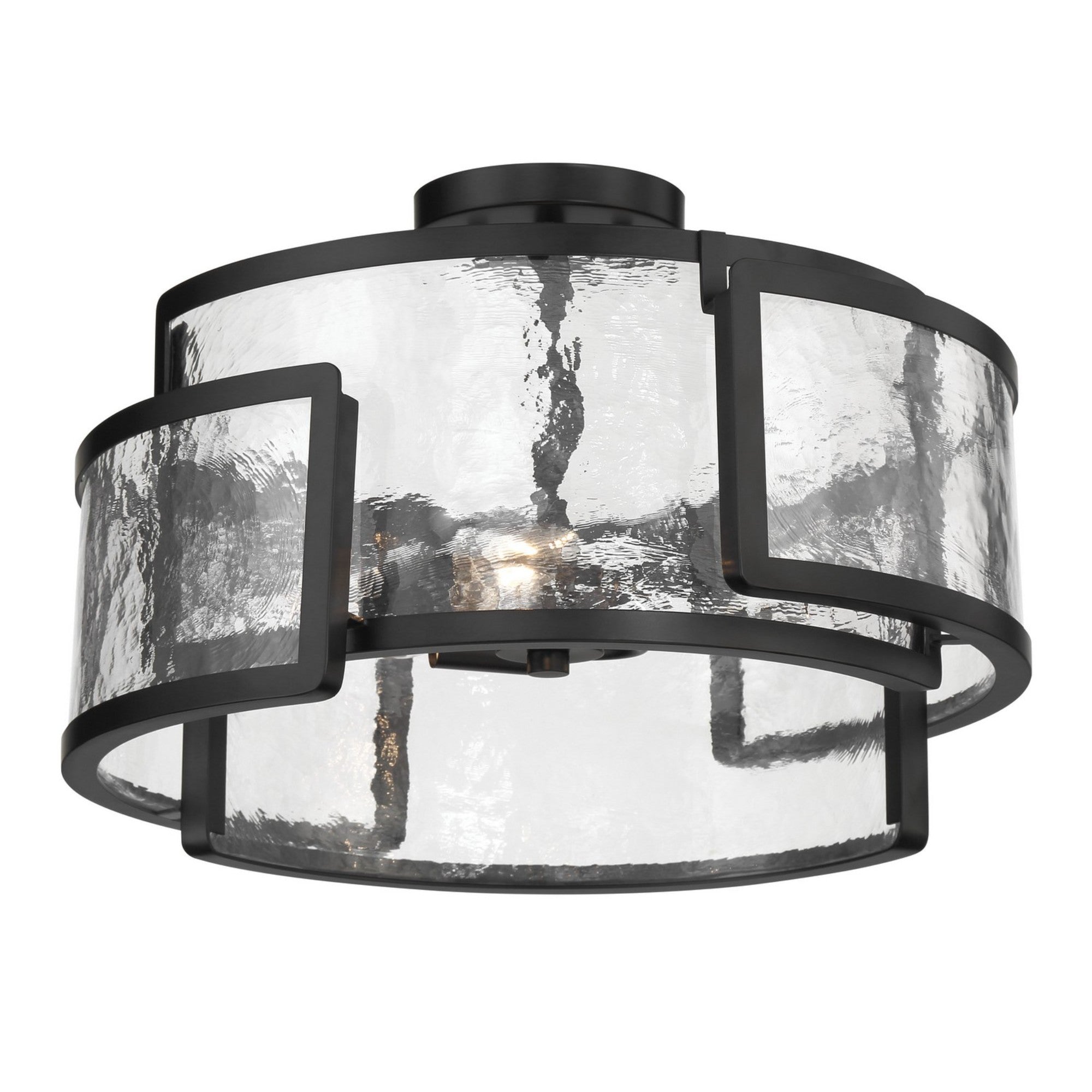 Bella Collina 18" 3-Light Semi-Flush Mount, Coal Finish - Bees Lighting