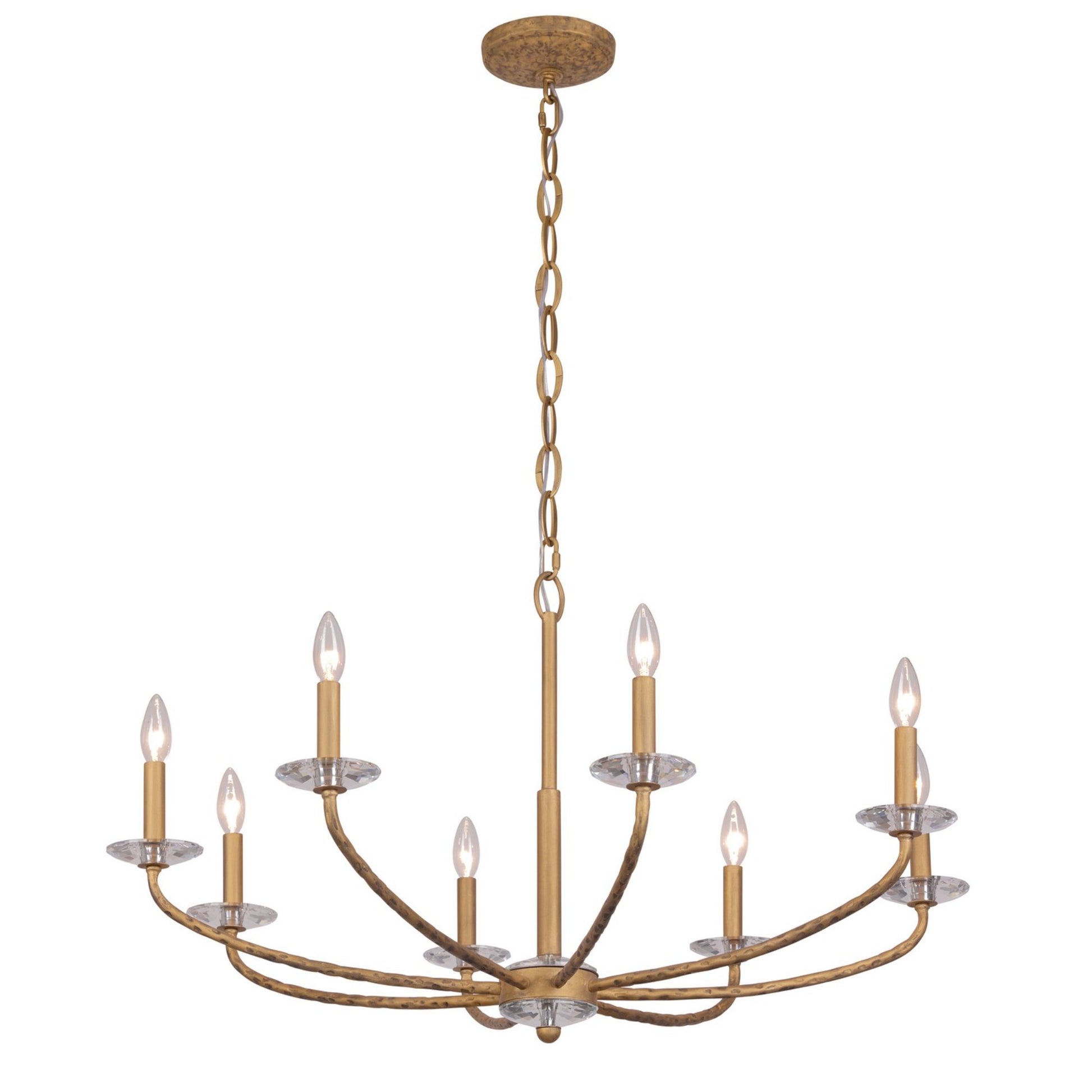 Atella 36" 8-Light Chandelier, Ashen Gold Finish - Bees Lighting