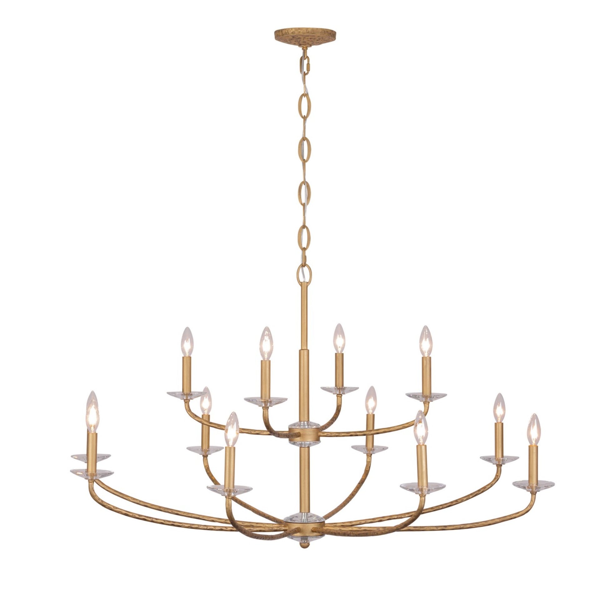 Atella 48" 12-Light Chandelier, Ashen Gold Finish - Bees Lighting