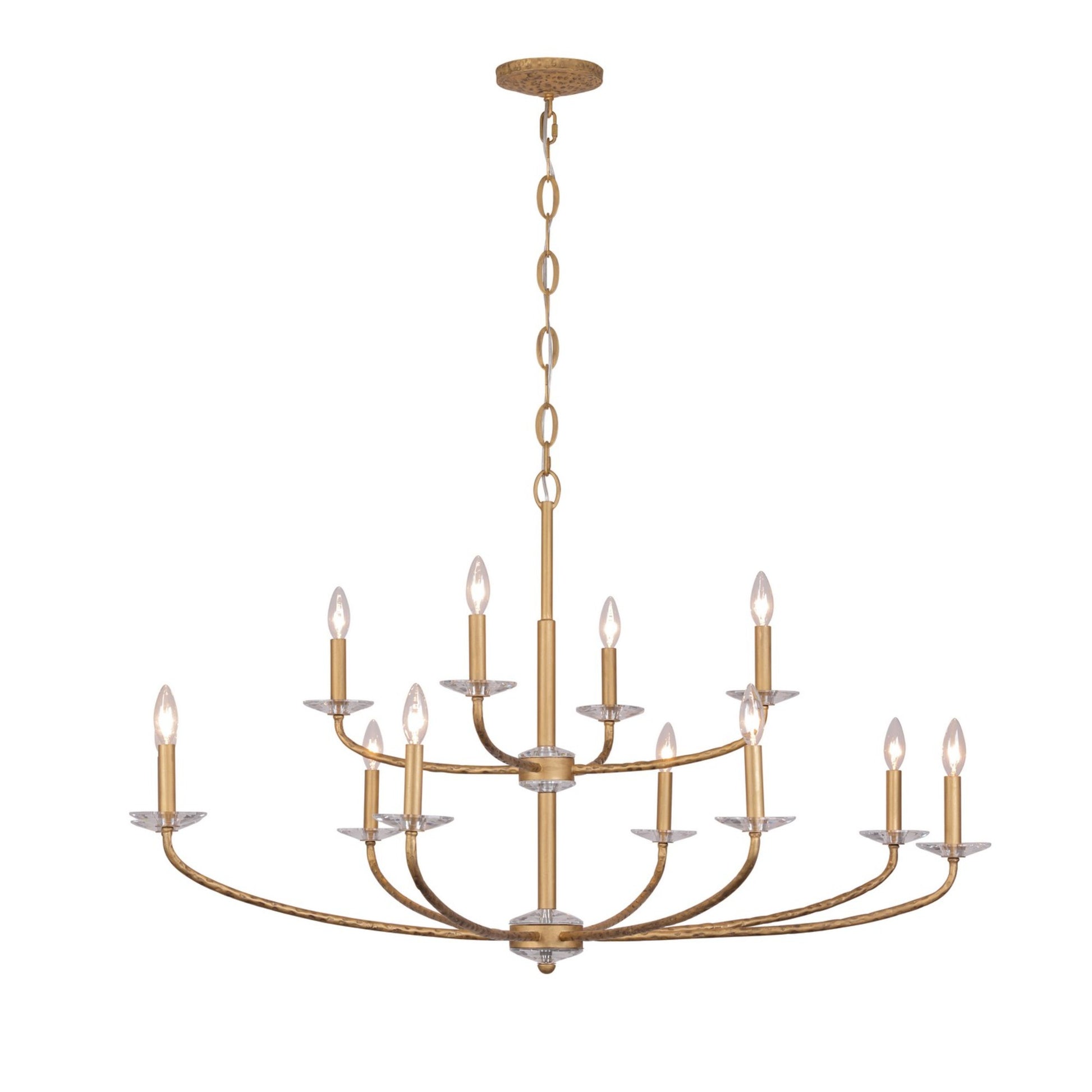 Atella 48" 12-Light Chandelier, Ashen Gold Finish - Bees Lighting