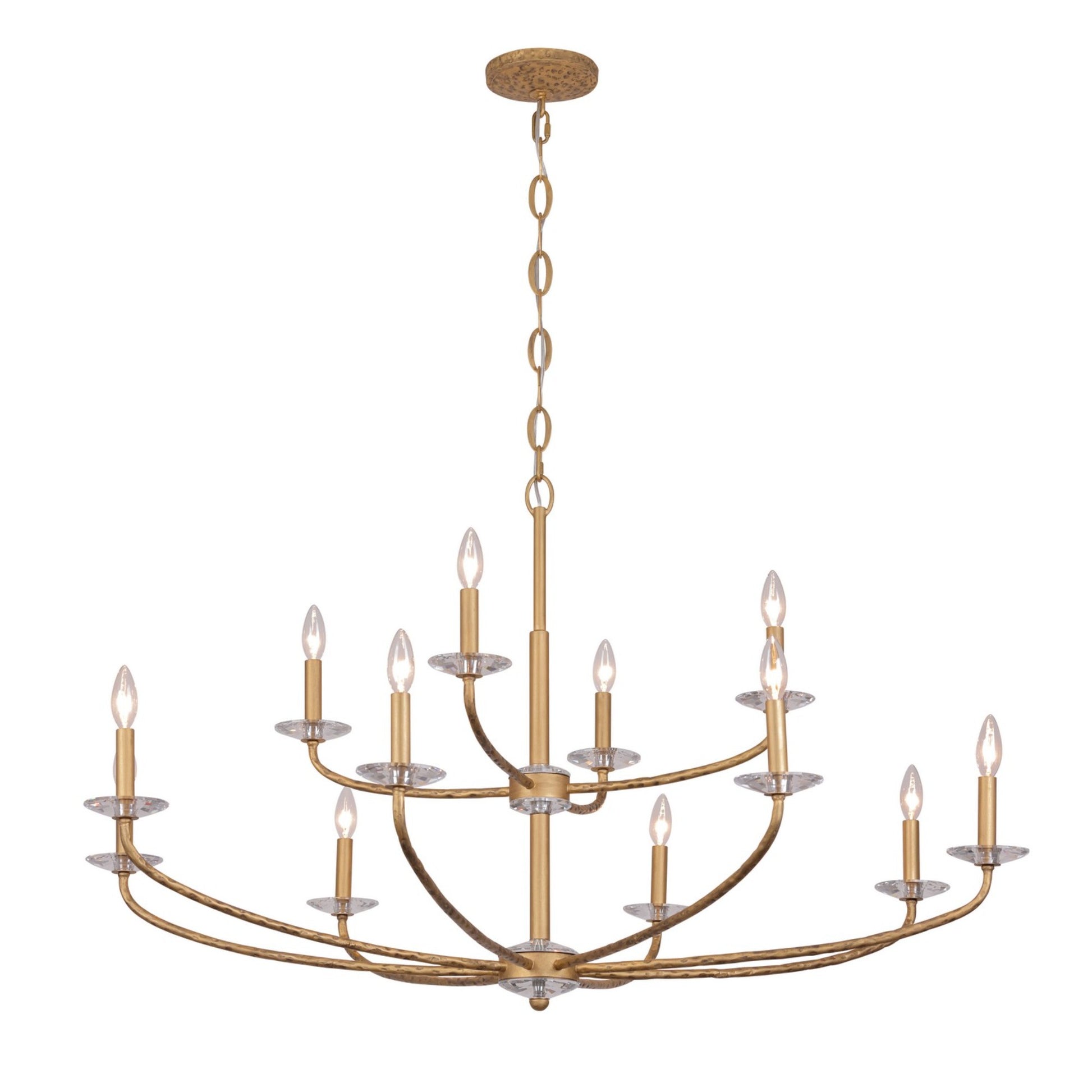 Atella 48" 12-Light Chandelier, Ashen Gold Finish - Bees Lighting