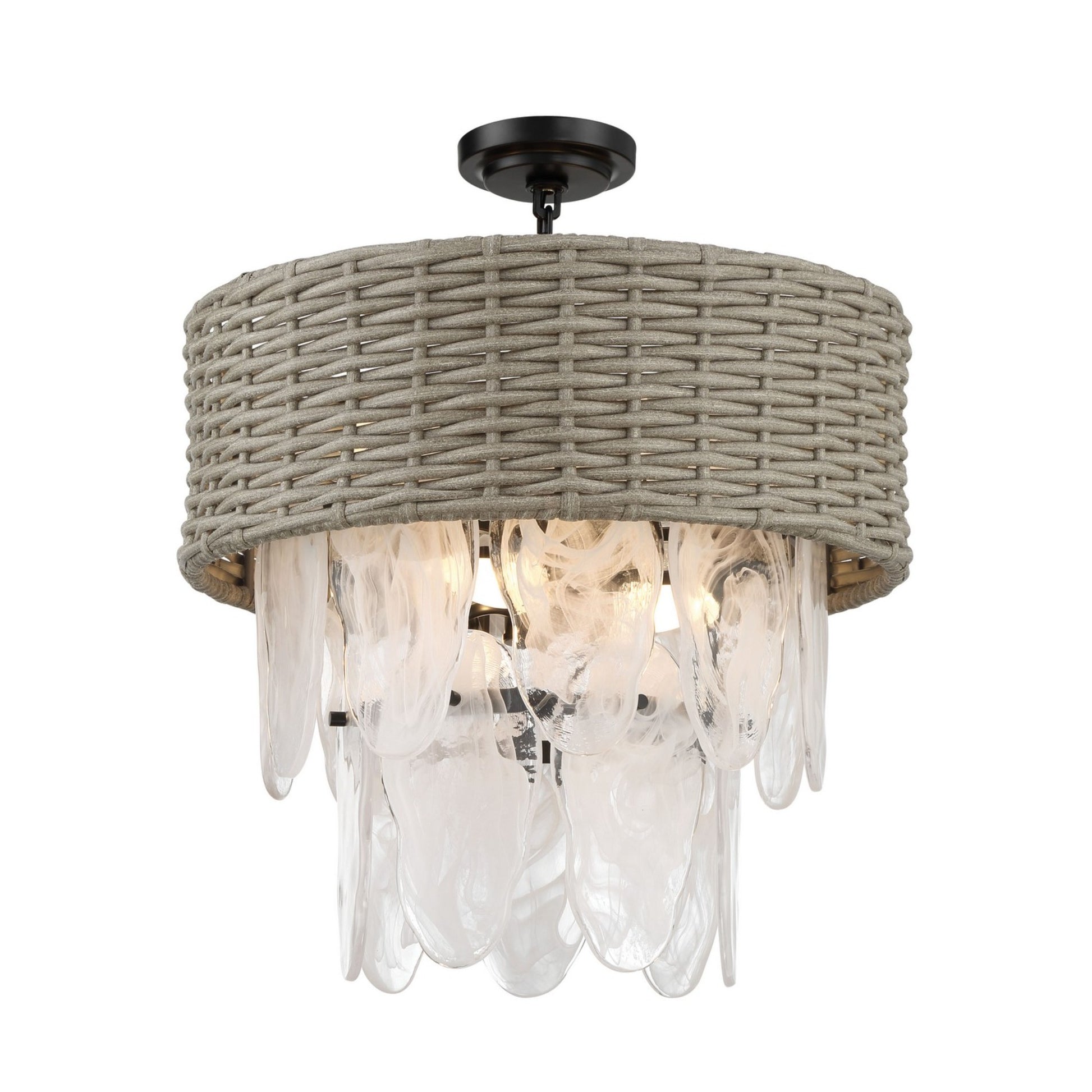 Breakers Isle 20" 6-Light Semi-Flush Mount, Coal Finish - Bees Lighting