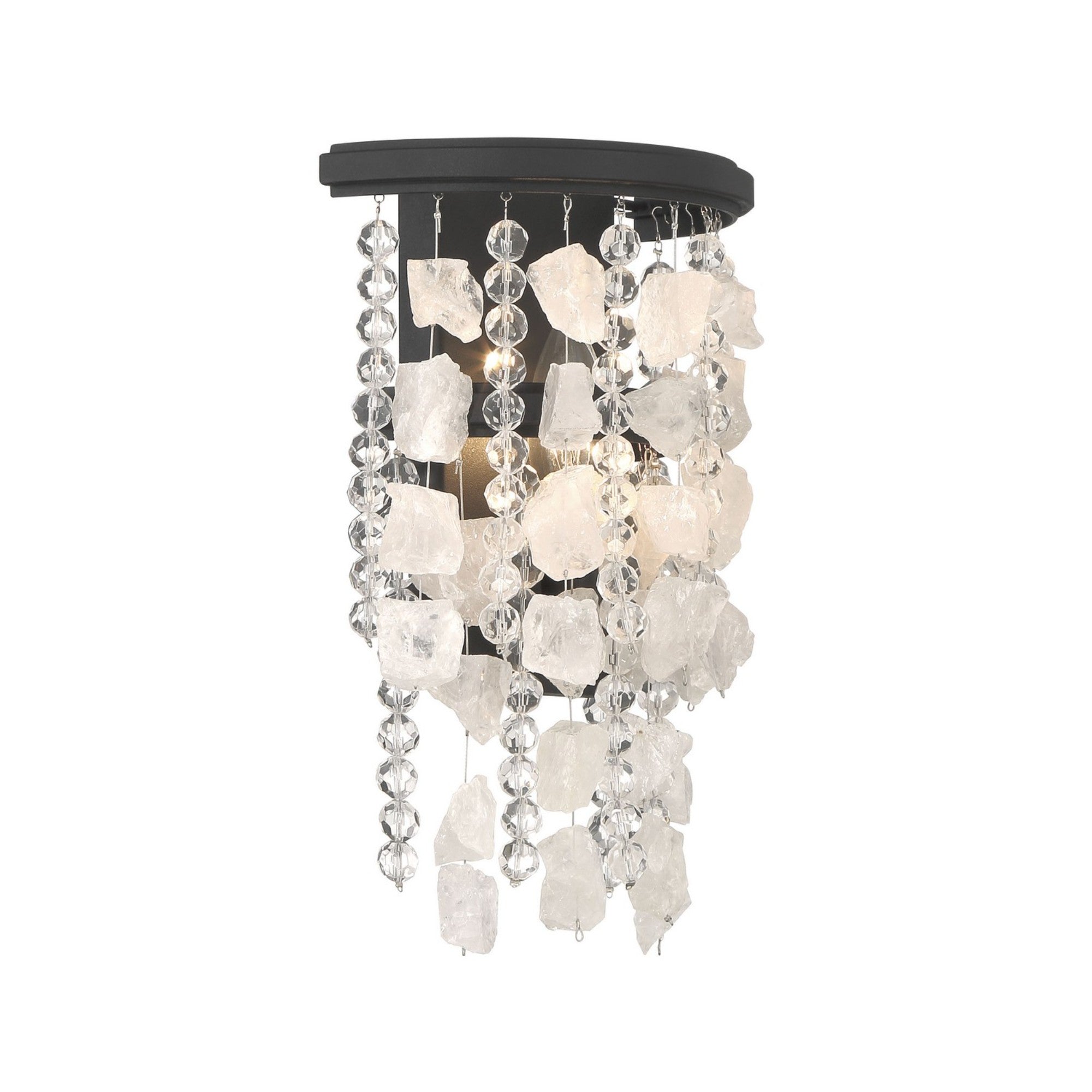 Shimmering Elegance 12" Wall Sconce, Sand Coal Finish with Crystals and Beads - Bees Lighting