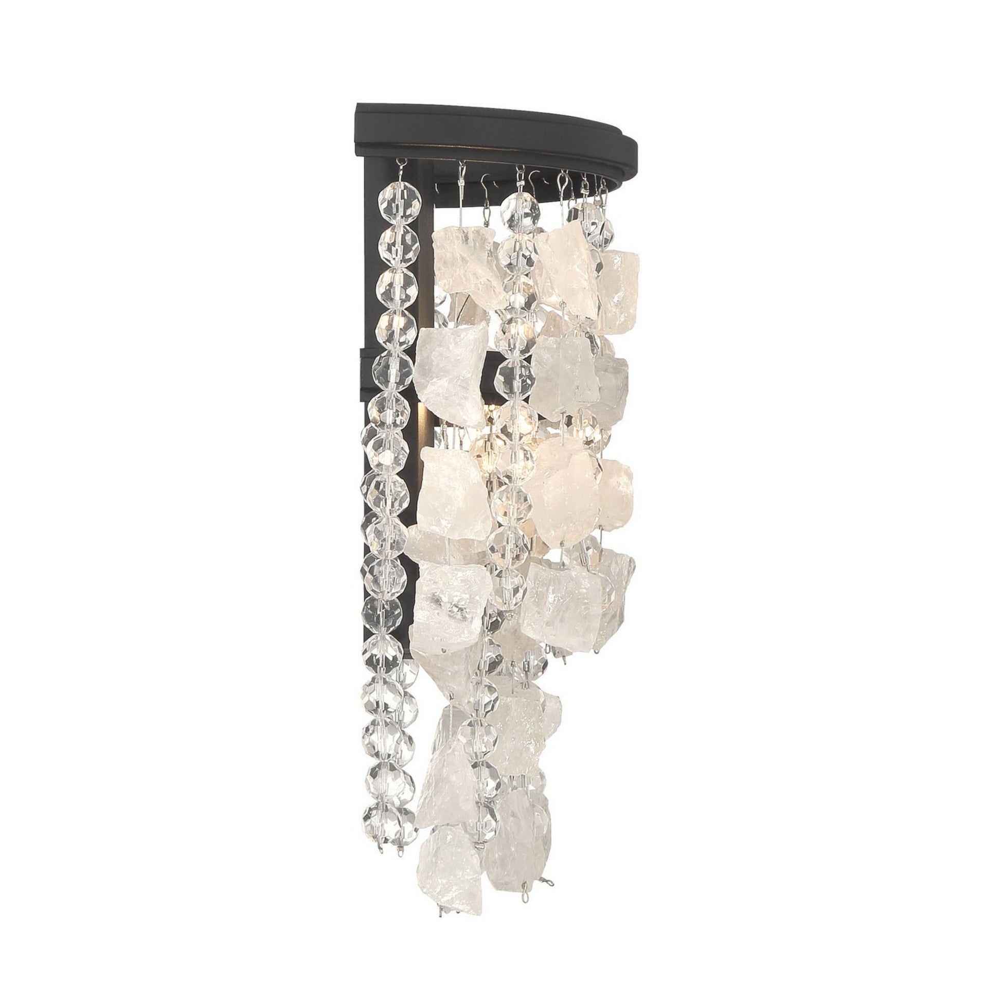 Shimmering Elegance 12" Wall Sconce, Sand Coal Finish with Crystals and Beads - Bees Lighting