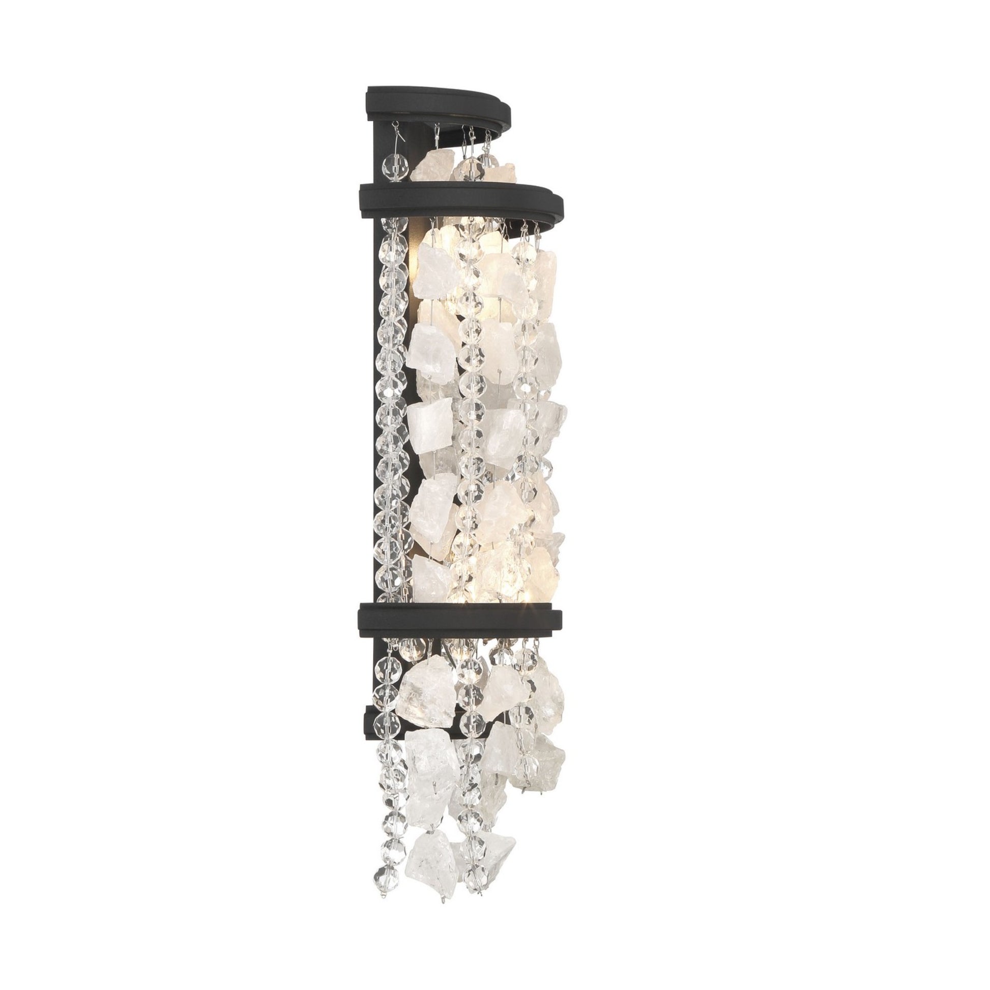 Shimmering Elegance 18" 2-Light Wall Sconce, Sand Coal Finish with Crystals and Beads - Bees Lighting