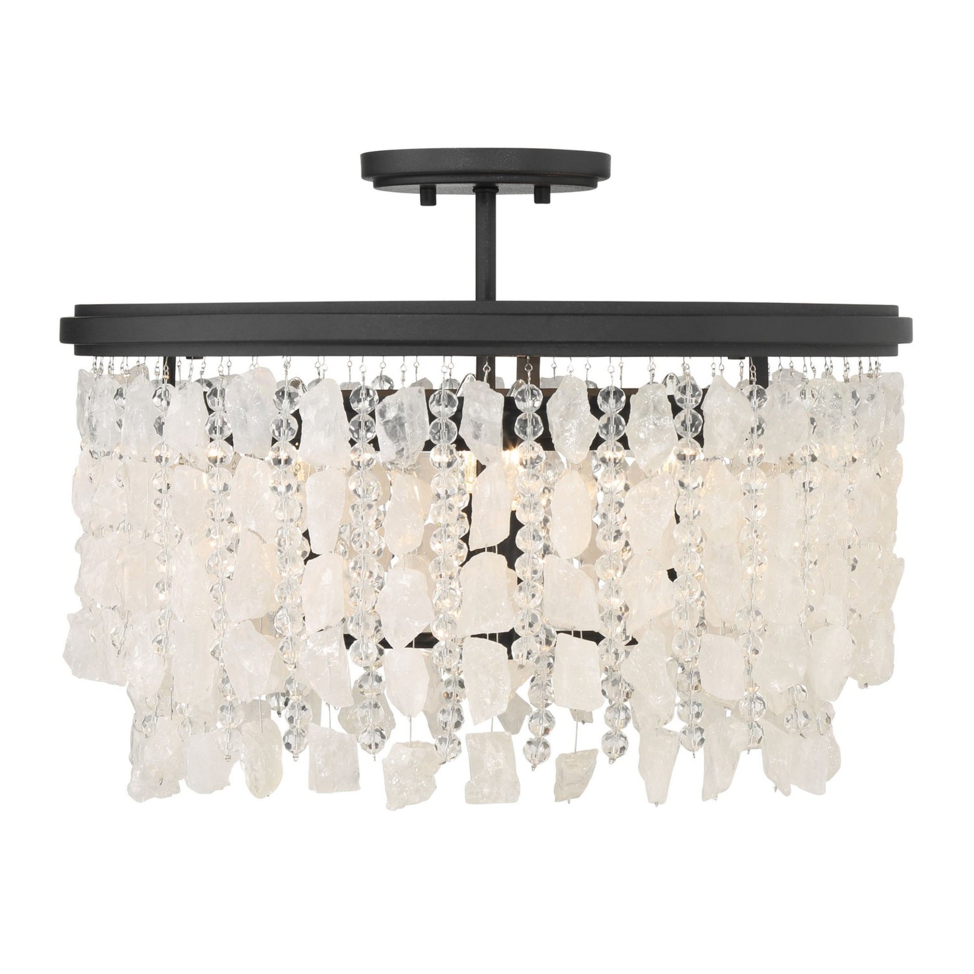 Shimmering Elegance 20" 4-Light Semi-Flush Mount, Sand Coal Finish with Crystals and Beads - Bees Lighting