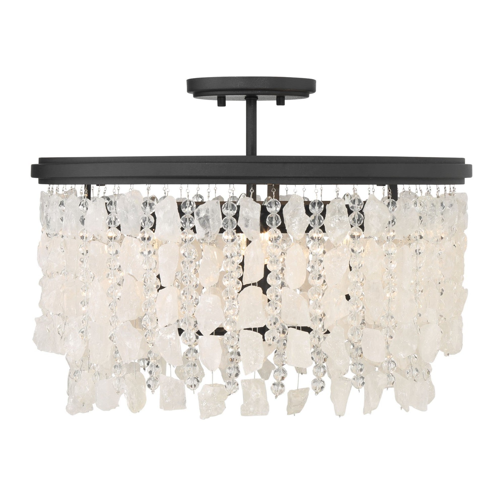 Shimmering Elegance 20" 4-Light Semi-Flush Mount, Sand Coal Finish with Crystals and Beads - Bees Lighting
