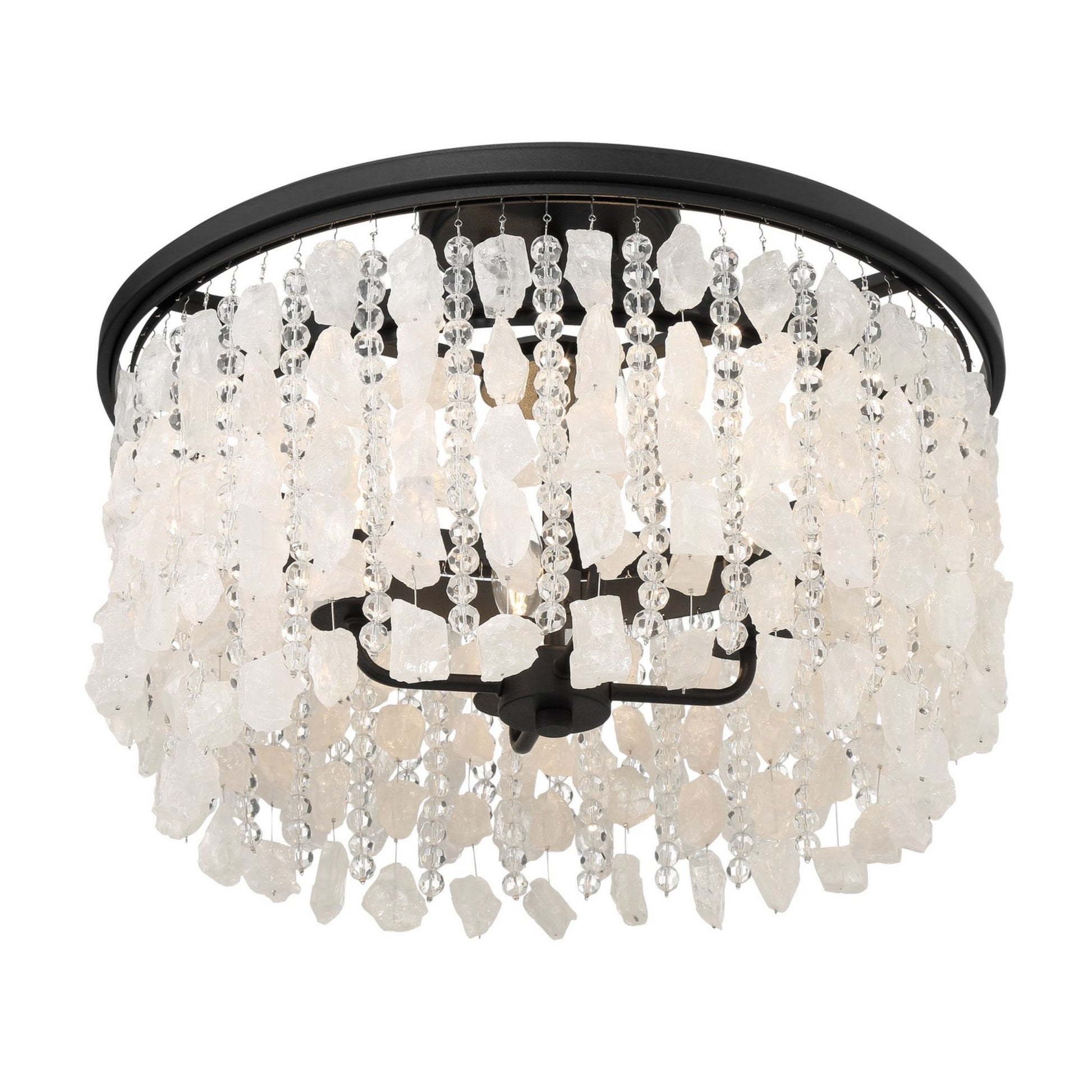 Shimmering Elegance 20" 4-Light Semi-Flush Mount, Sand Coal Finish with Crystals and Beads - Bees Lighting