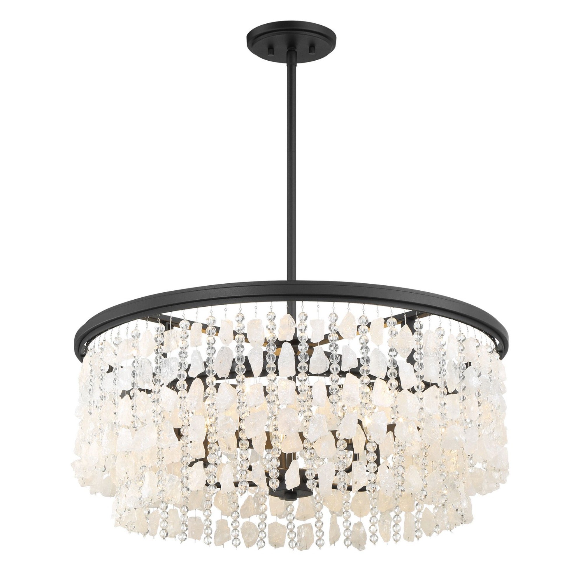 Shimmering Elegance 28" 5-Light Chandelier, Sand Coal Finish with Crystals and Beads - Bees Lighting