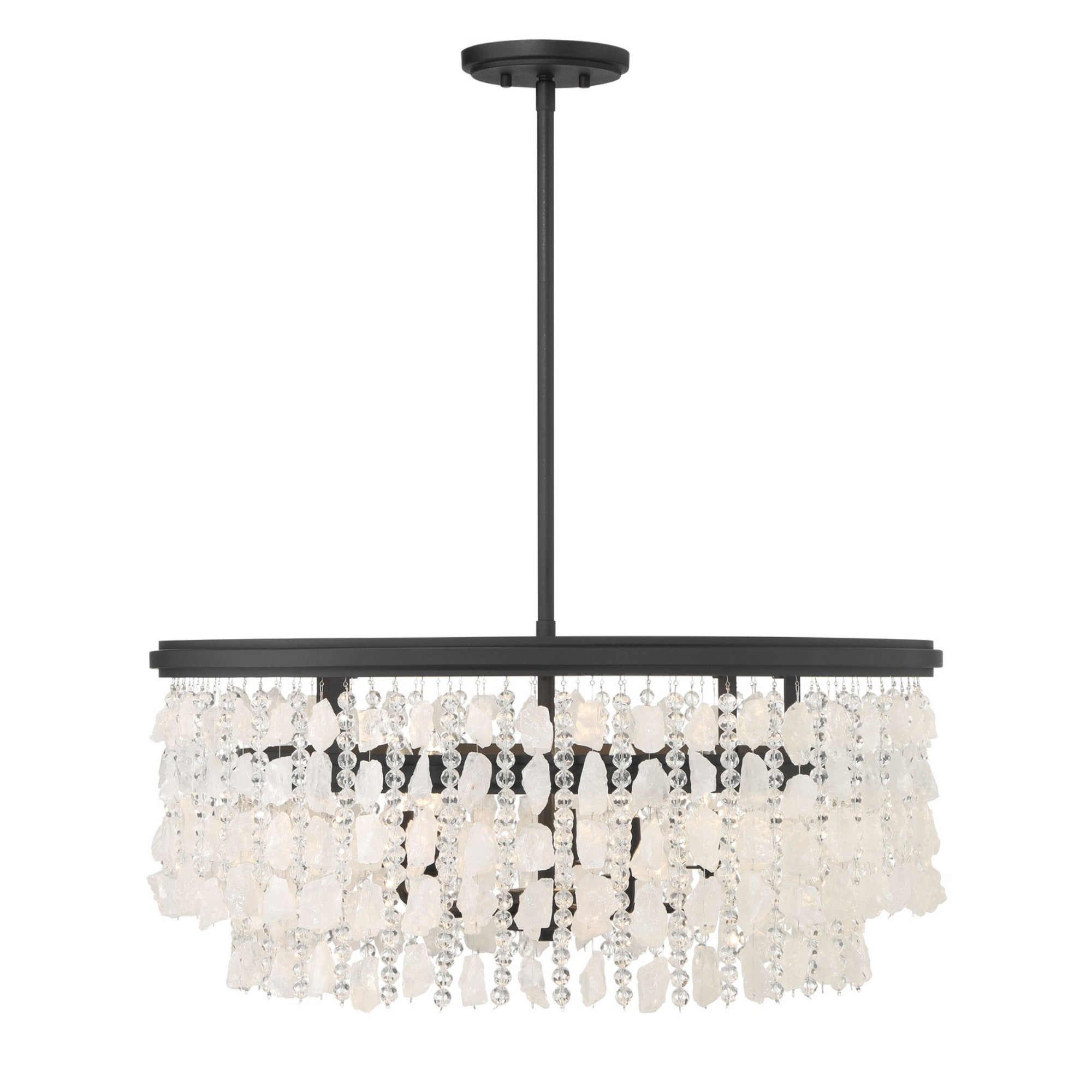 Shimmering Elegance 28" 5-Light Chandelier, Sand Coal Finish with Crystals and Beads - Bees Lighting
