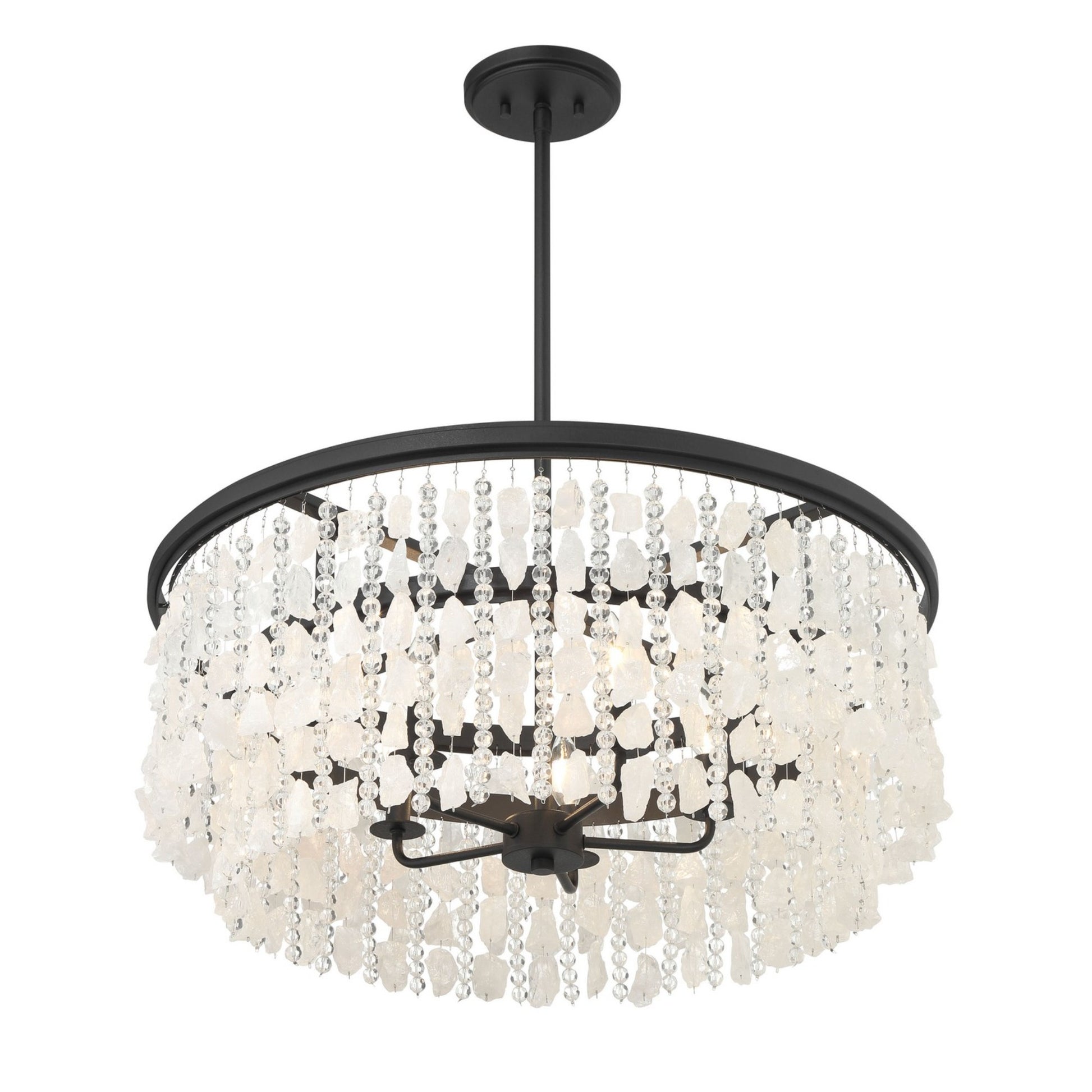 Shimmering Elegance 28" 5-Light Chandelier, Sand Coal Finish with Crystals and Beads - Bees Lighting
