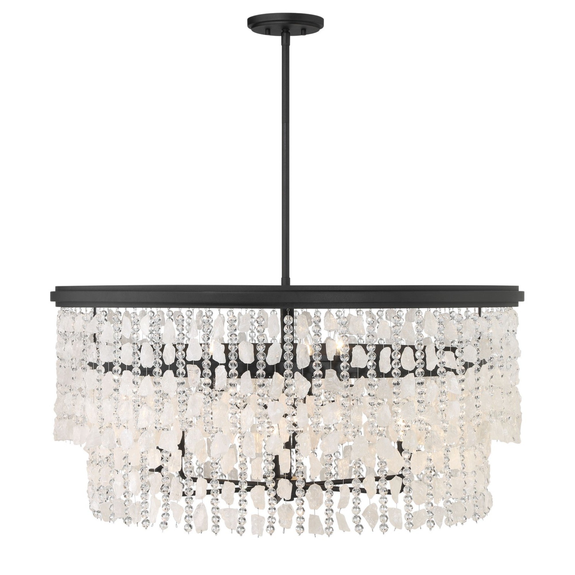 Shimmering Elegance 36" 9-Light Chandelier, Sand Coal Finish with Crystals and Beads - Bees Lighting