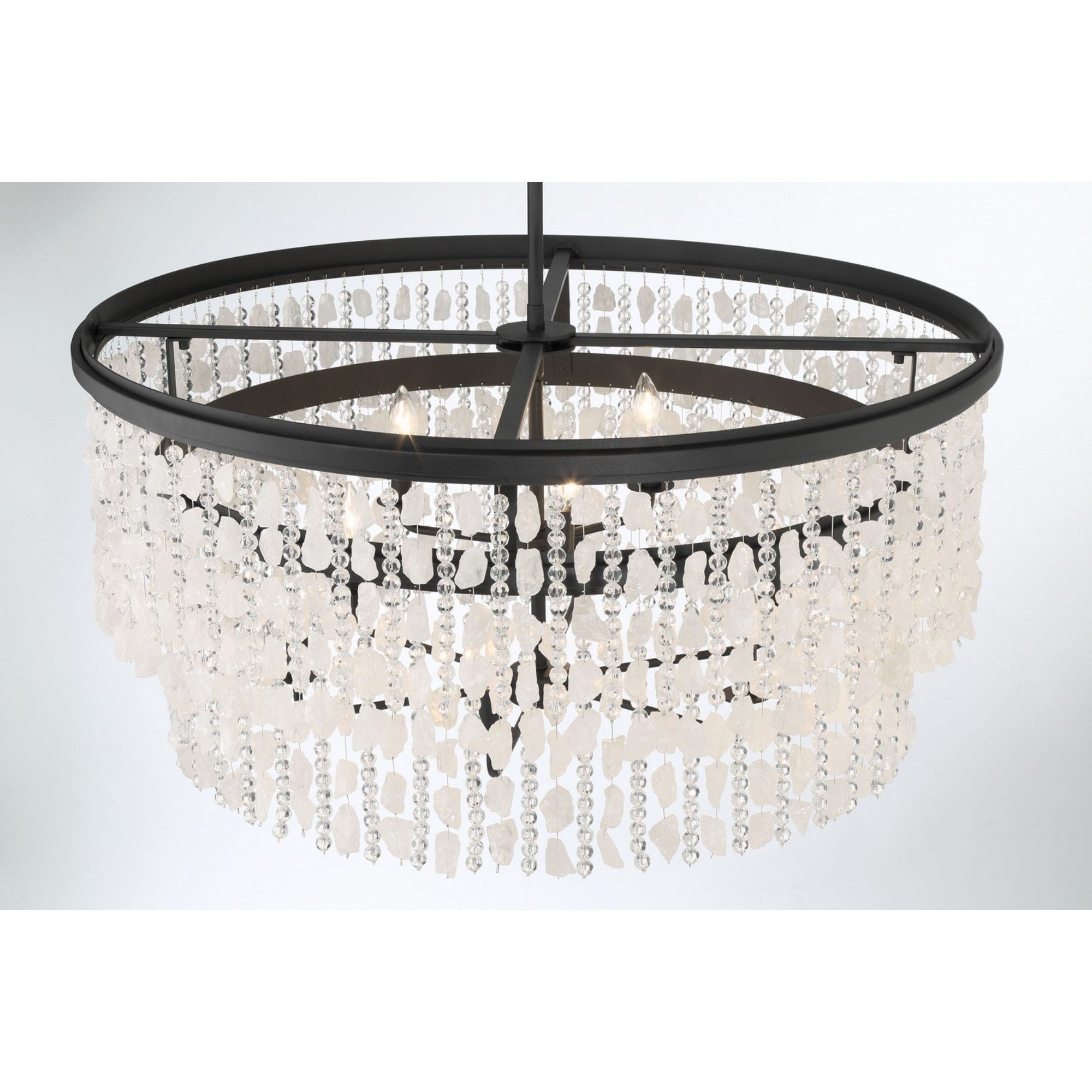 Shimmering Elegance 36" 9-Light Chandelier, Sand Coal Finish with Crystals and Beads - Bees Lighting