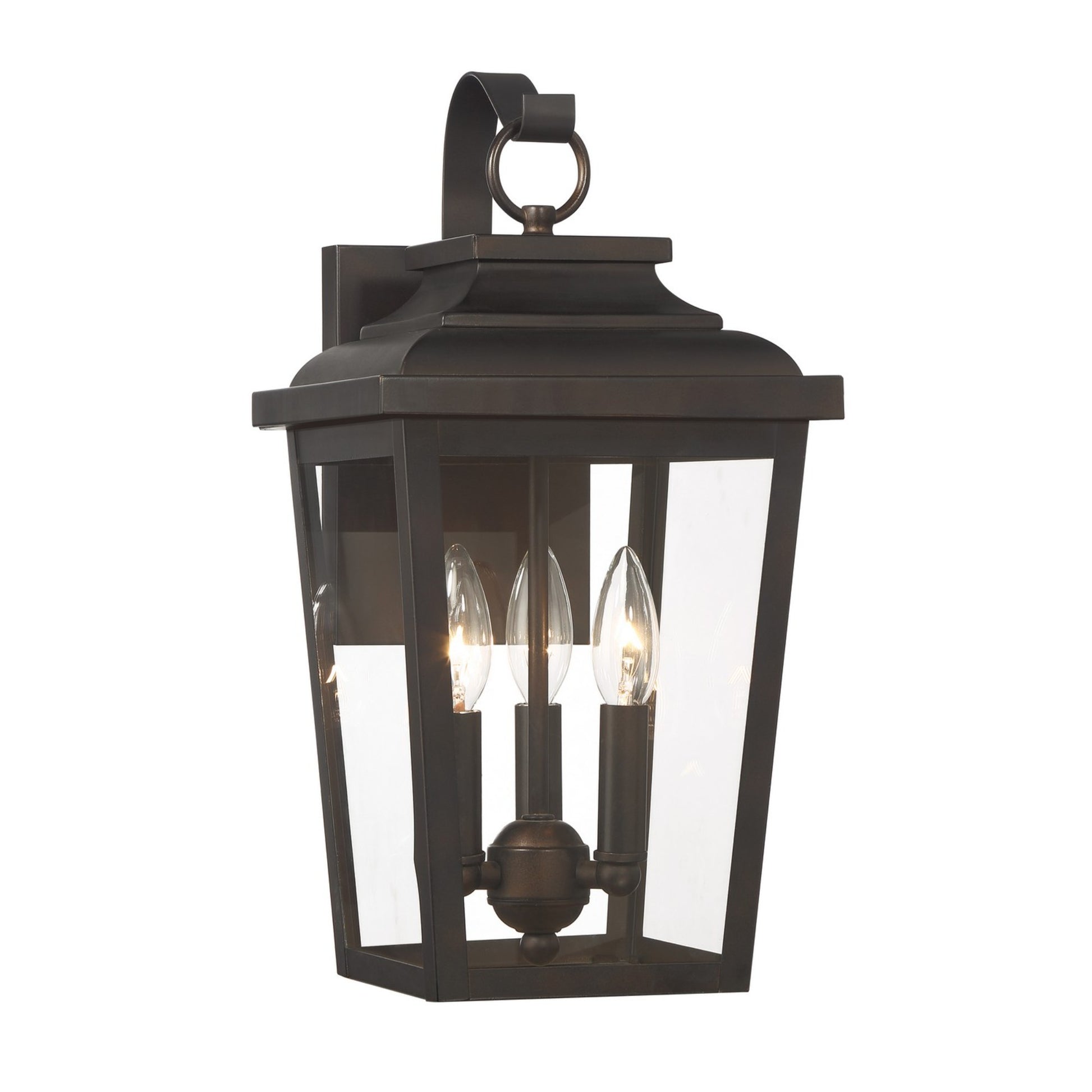 Irvington Manor 17" 3-Light Outdoor Wall Sconce with Clear Glass, Chelesa Bronze Finish - Bees Lighting