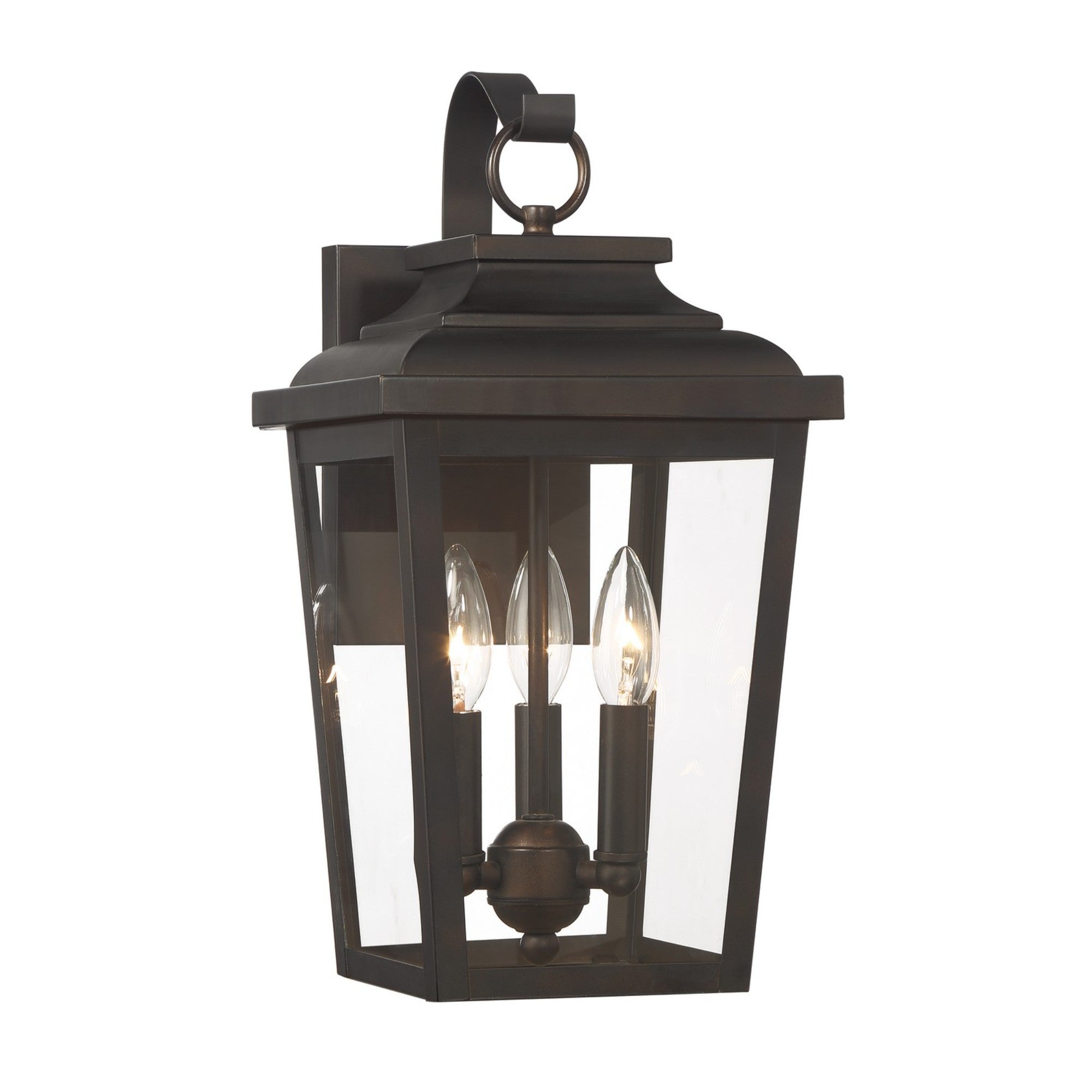 Irvington Manor 17" 3-Light Outdoor Wall Sconce with Clear Glass, Chelesa Bronze Finish - Bees Lighting