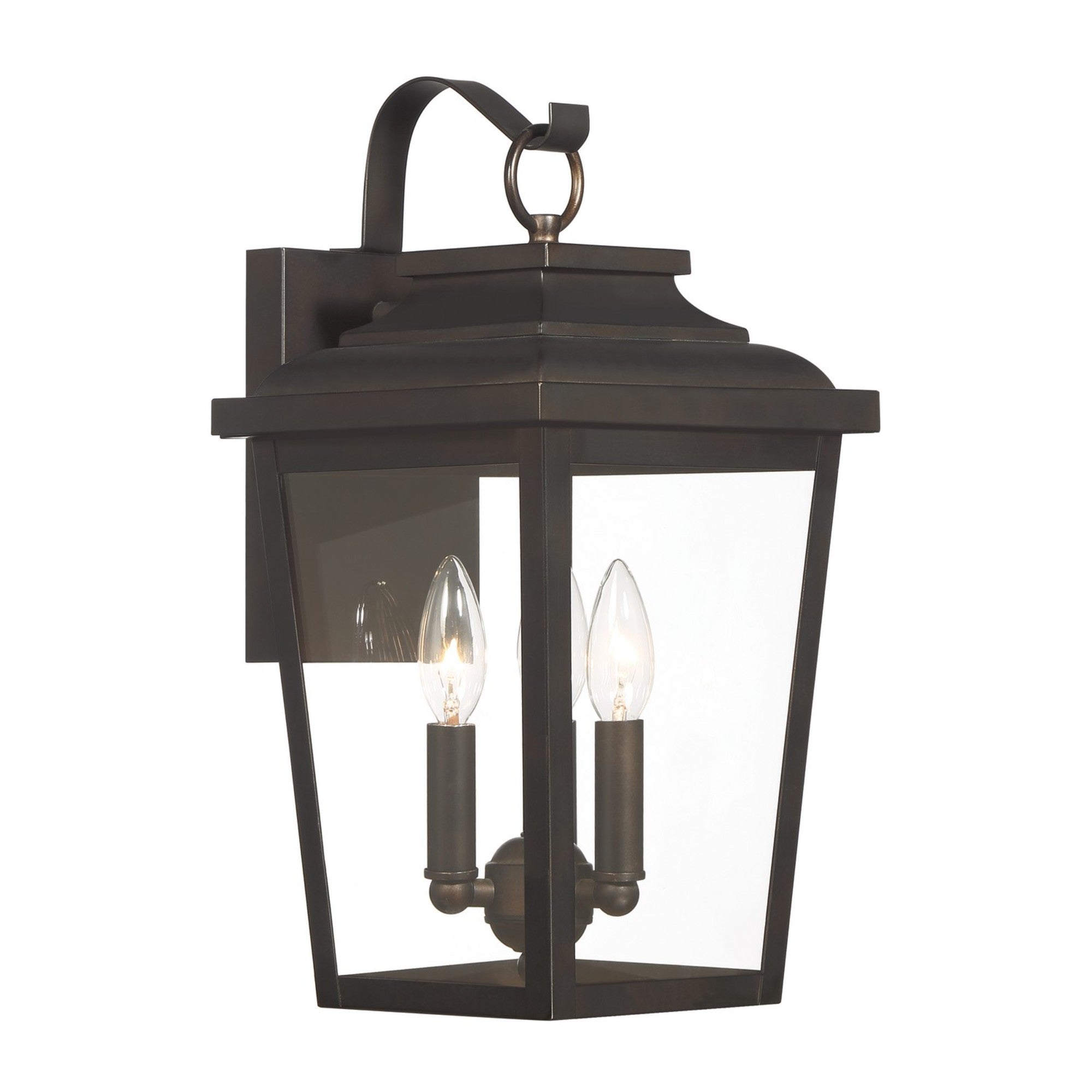 Irvington Manor 17" 3-Light Outdoor Wall Sconce with Clear Glass, Chelesa Bronze Finish - Bees Lighting