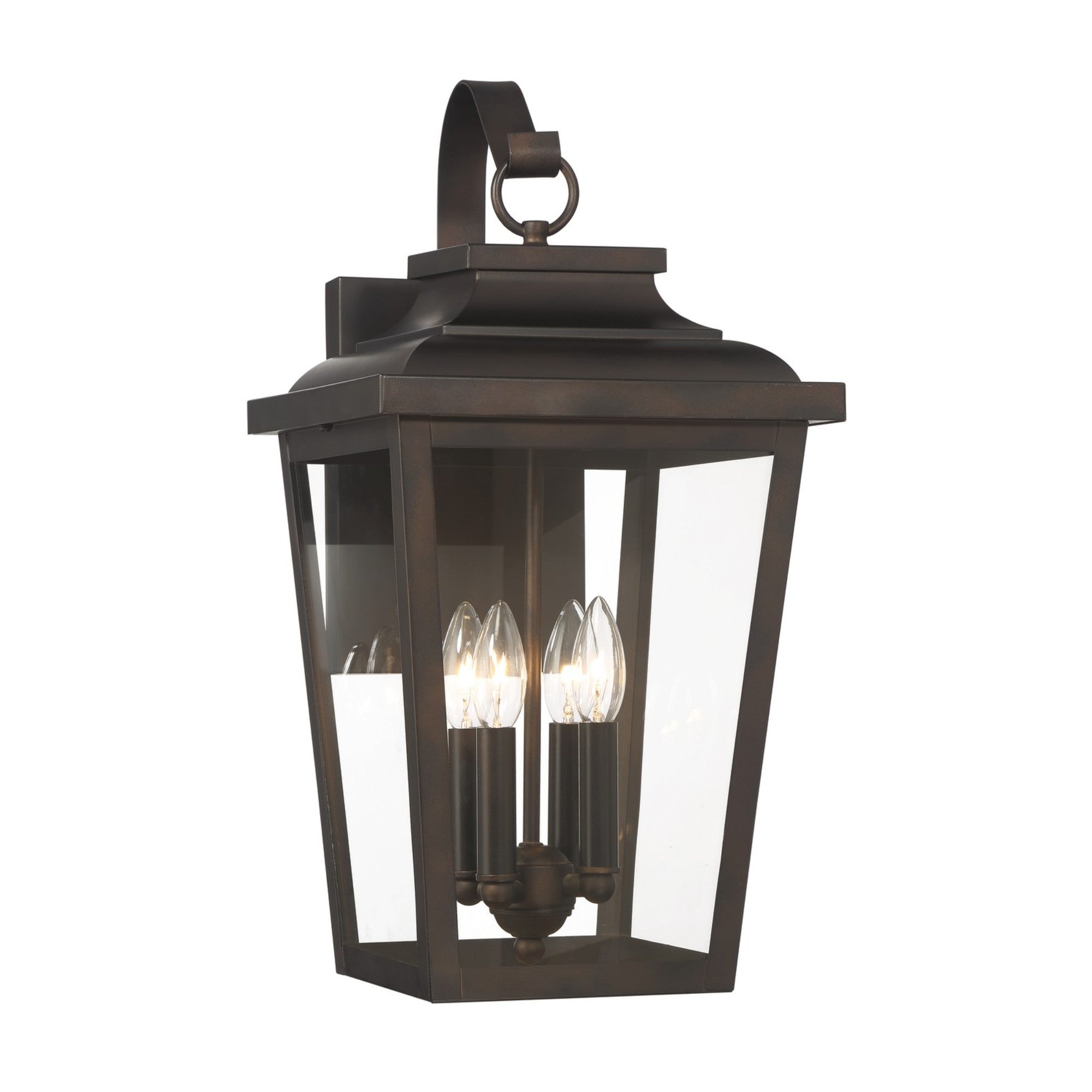 Irvington Manor 21" 4-Light Outdoor Wall Sconce with Clear Glass, Chelesa Bronze Finish - Bees Lighting
