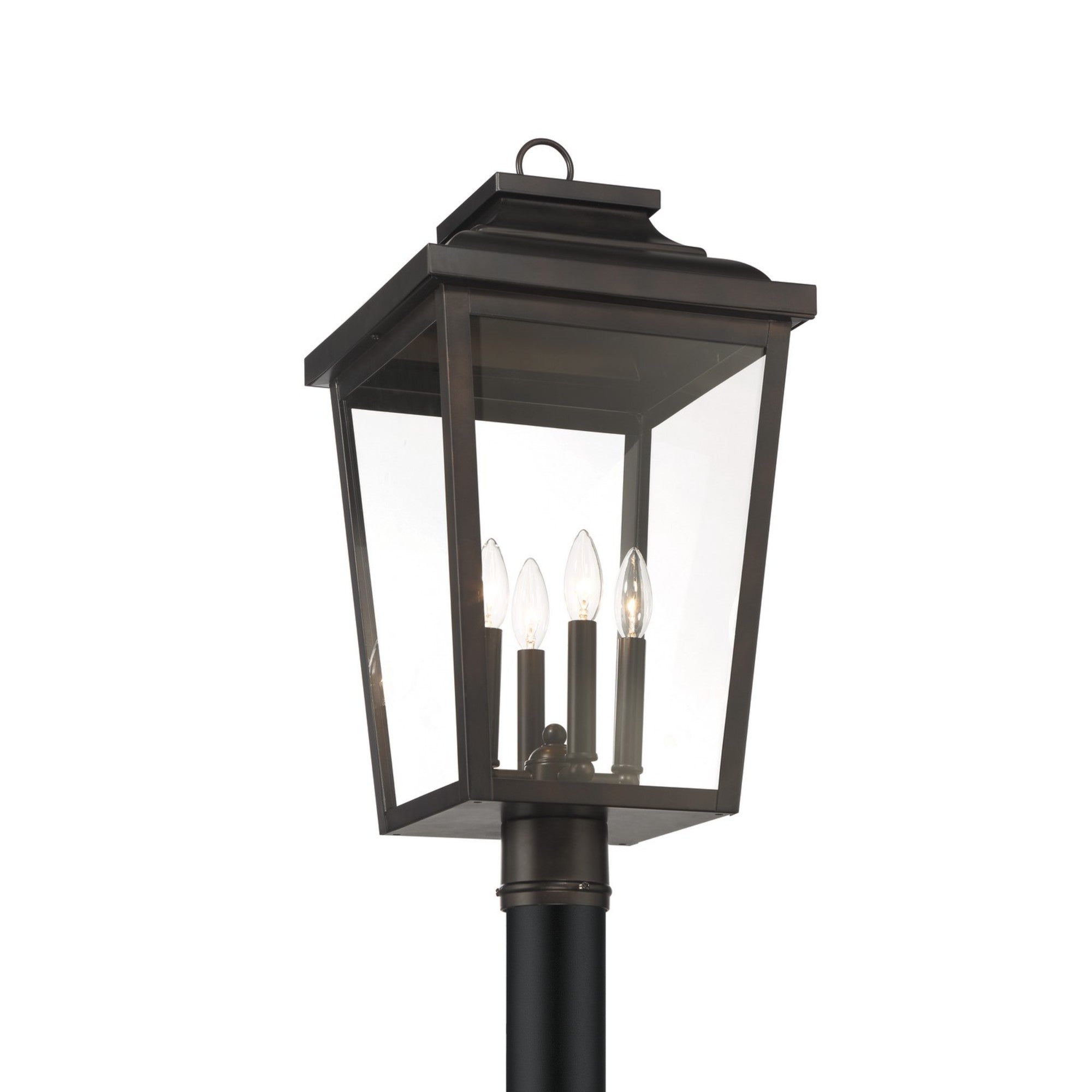 Irvington Manor 24" 4-Light Outdoor Post Mount with Clear Glass, Chelesa Bronze Finish - Bees Lighting
