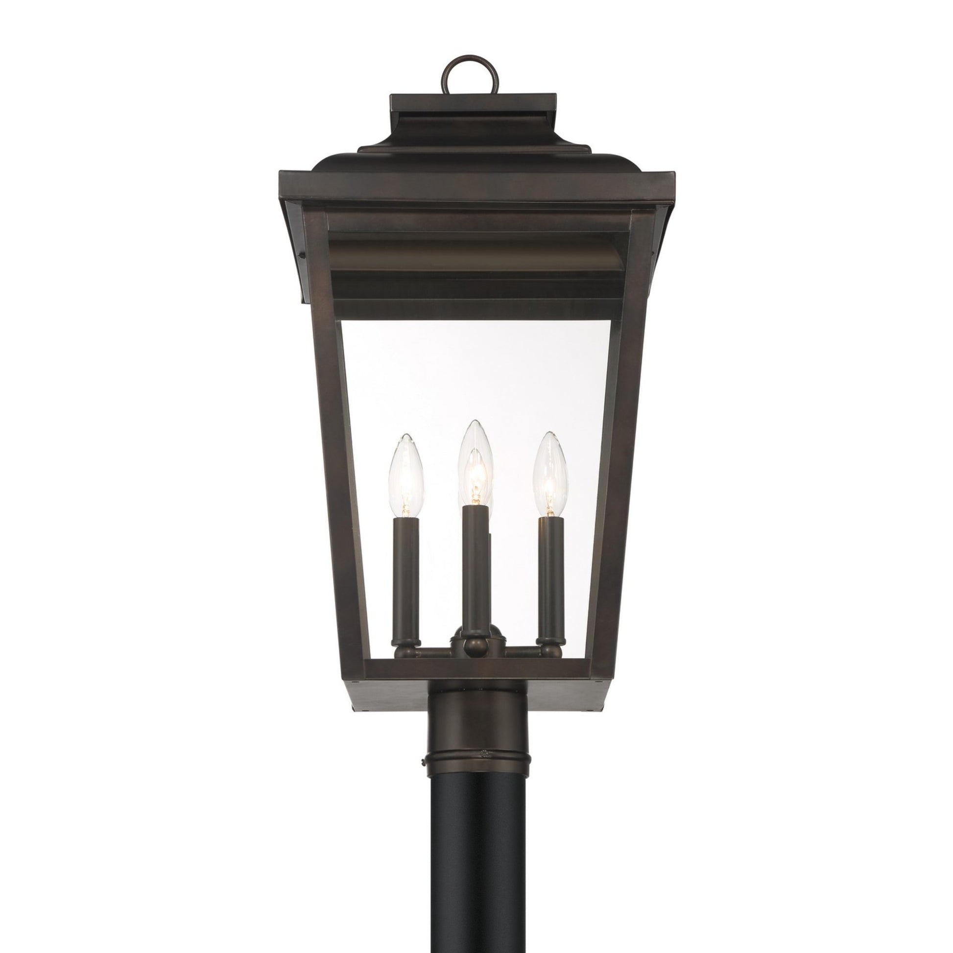 Irvington Manor 24" 4-Light Outdoor Post Mount with Clear Glass, Chelesa Bronze Finish - Bees Lighting
