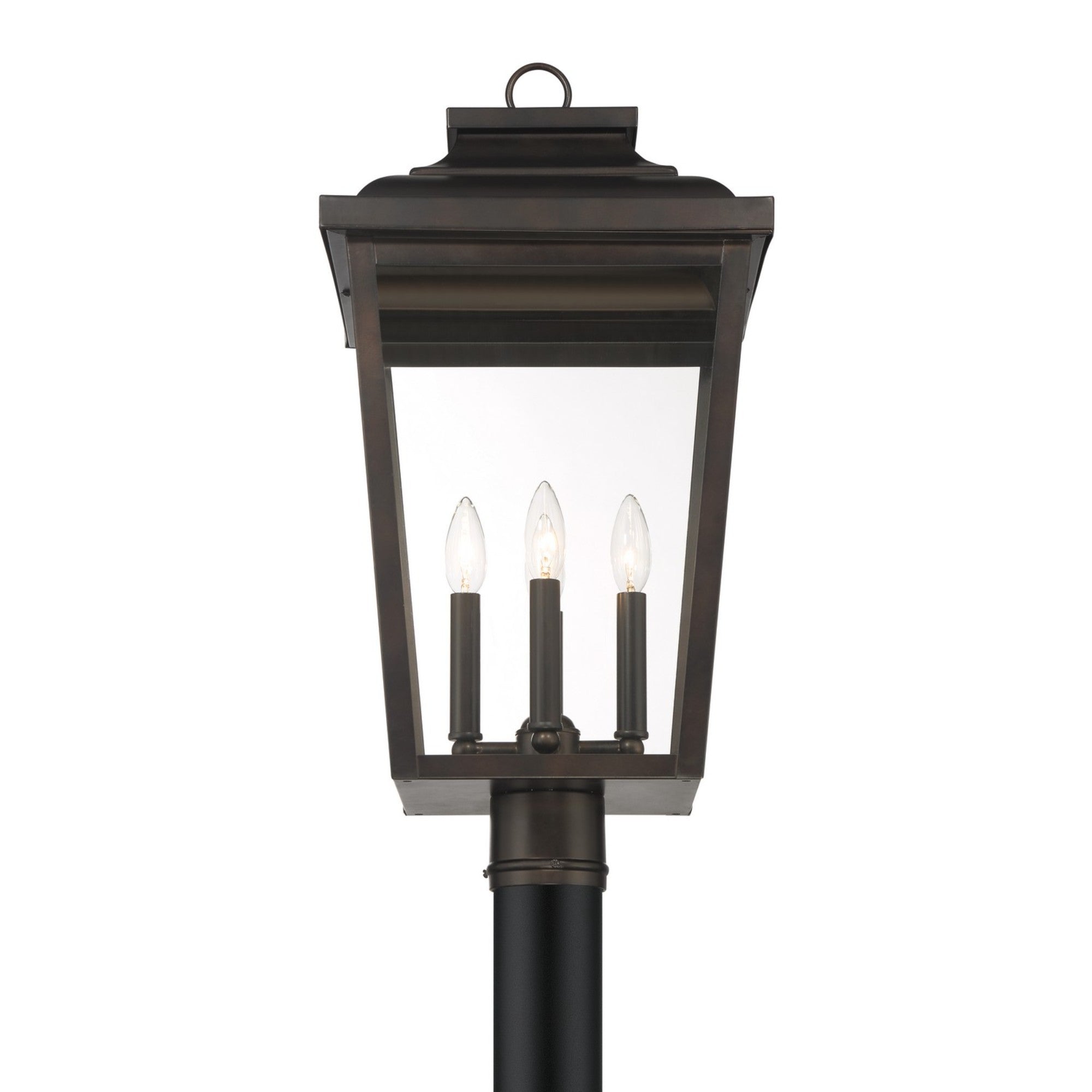 Irvington Manor 24" 4-Light Outdoor Post Mount with Clear Glass, Chelesa Bronze Finish - Bees Lighting