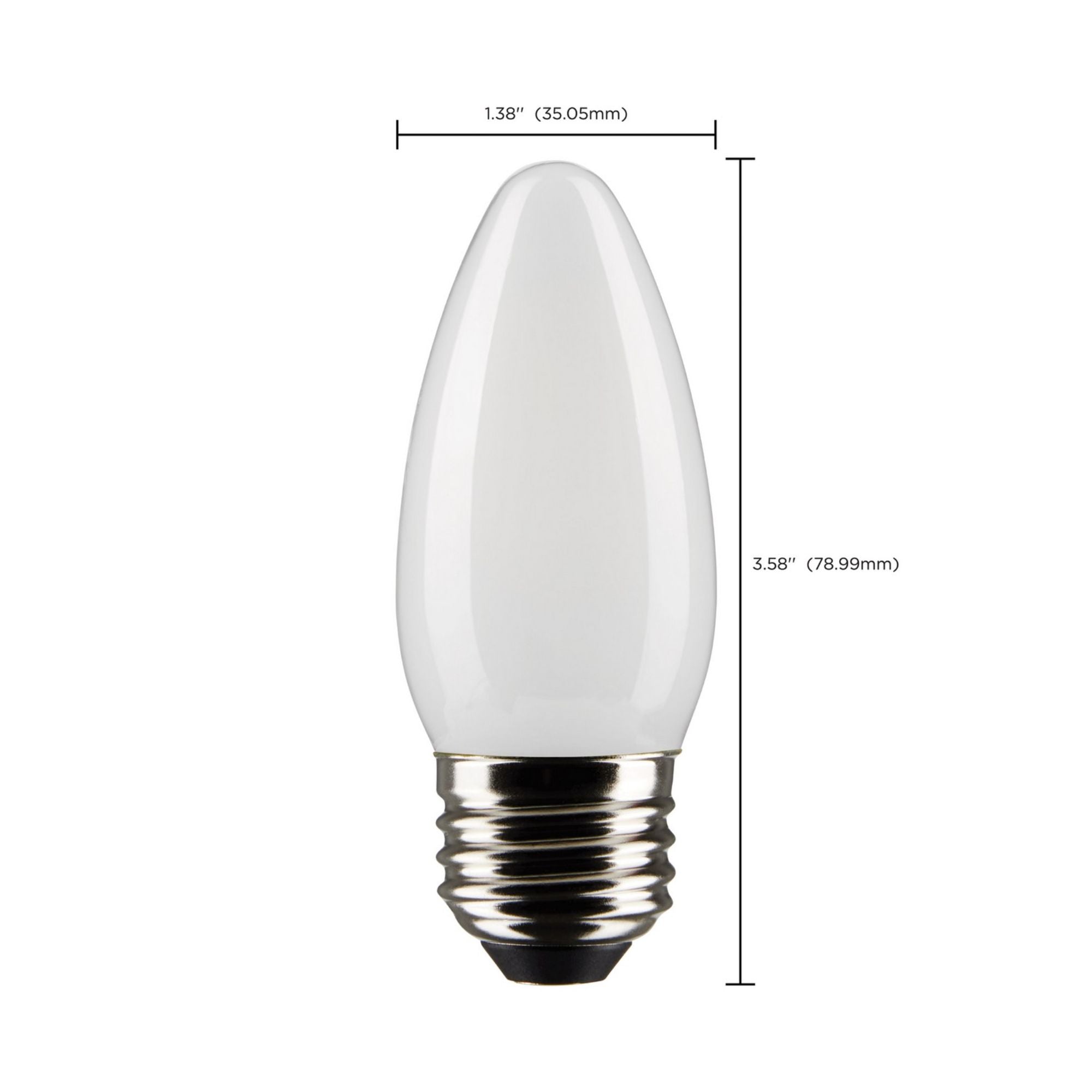 B11 Candle LED Bulb, 6 Watts, 500 Lumens, 5000K, E26 Medium Base, Frosted, Pack of 2 - Bees Lighting