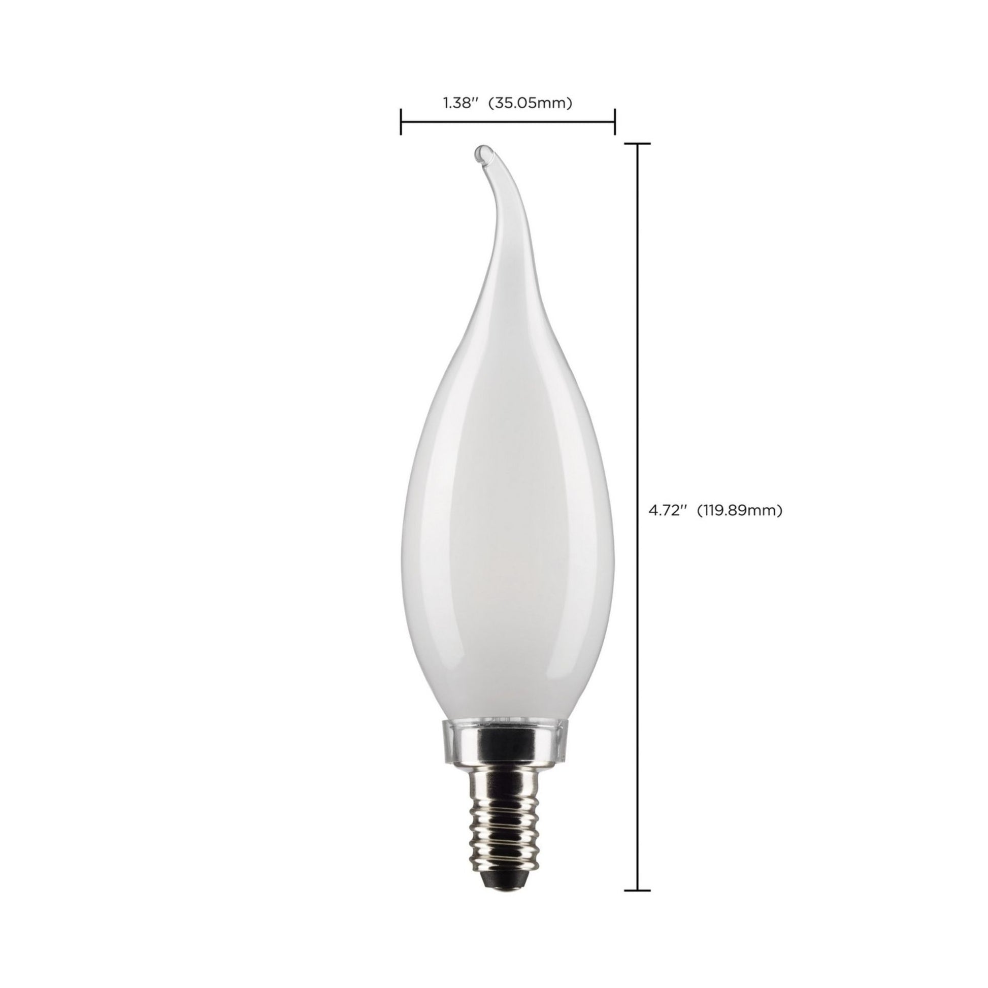 CA10 LED Bulb, 6W, 500lm, 5000K, 60W Equal, E12 Candelabra Base, Frosted, Pack of 2 - Bees Lighting