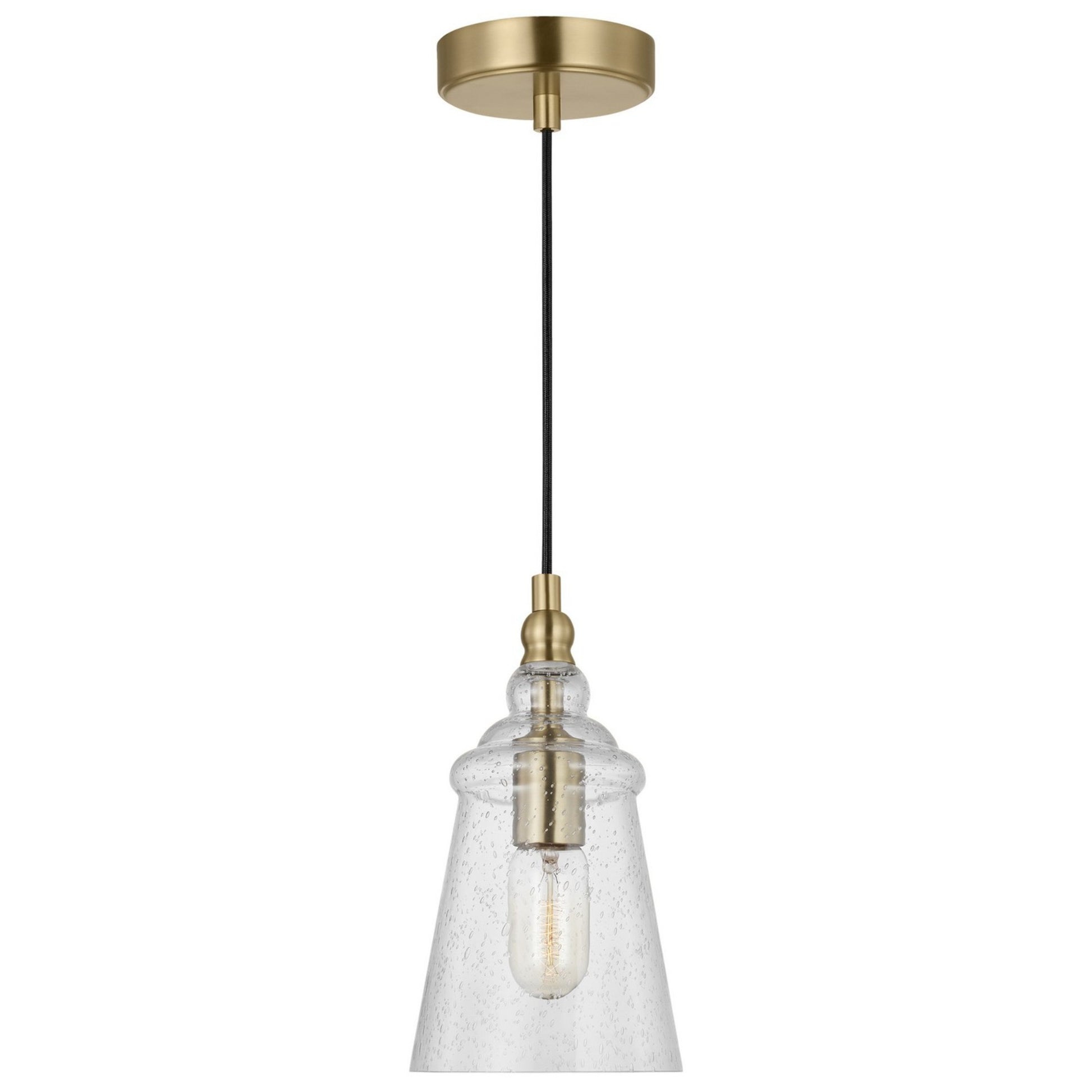 Loras 6" Mini Pendant, Satin Brass Finish - Bees Lighting