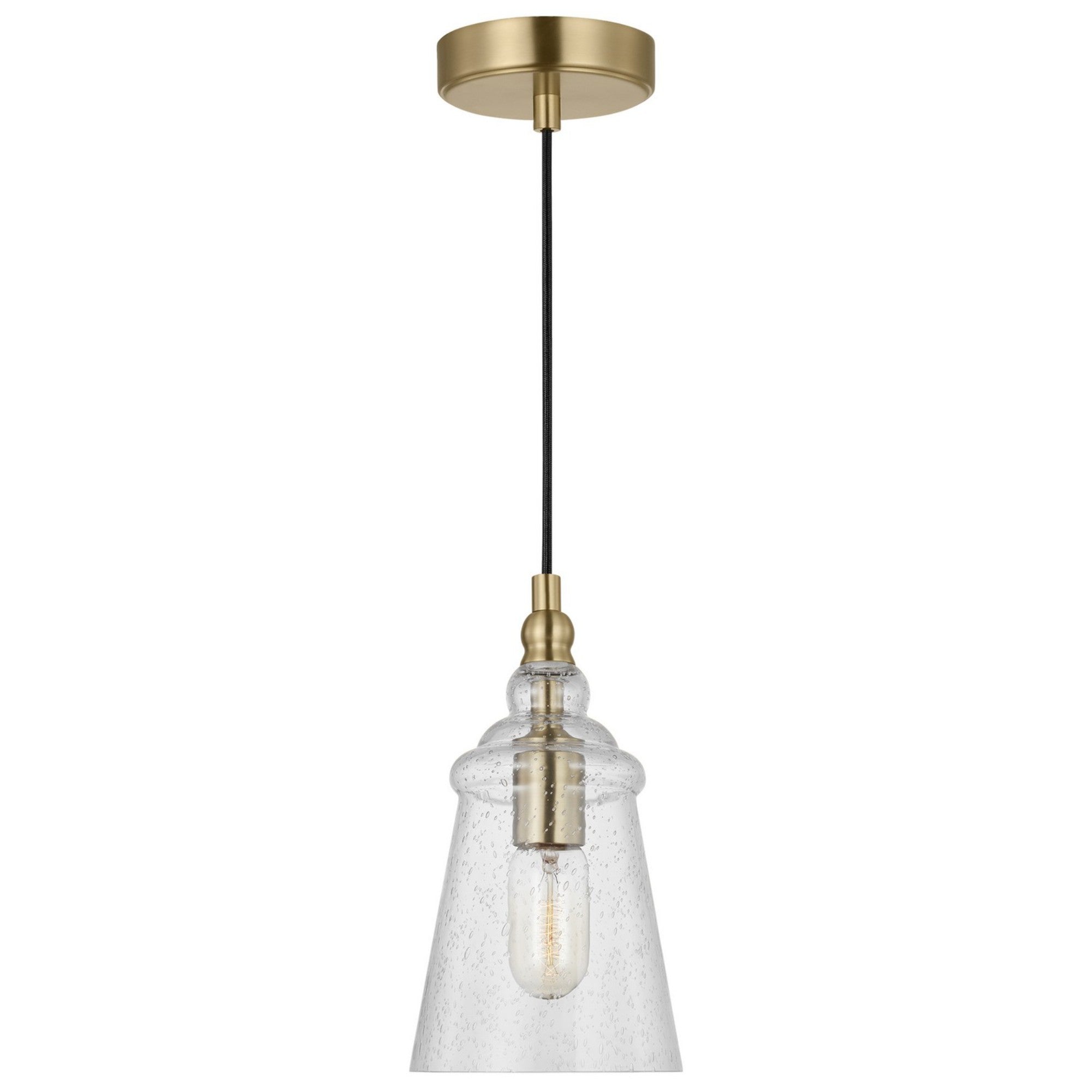 Loras 6" Mini Pendant, Satin Brass Finish - Bees Lighting