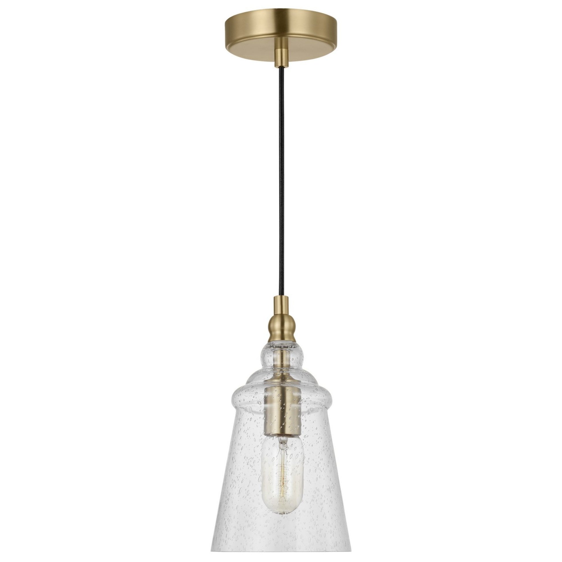 Loras 6" Mini Pendant, Satin Brass Finish - Bees Lighting