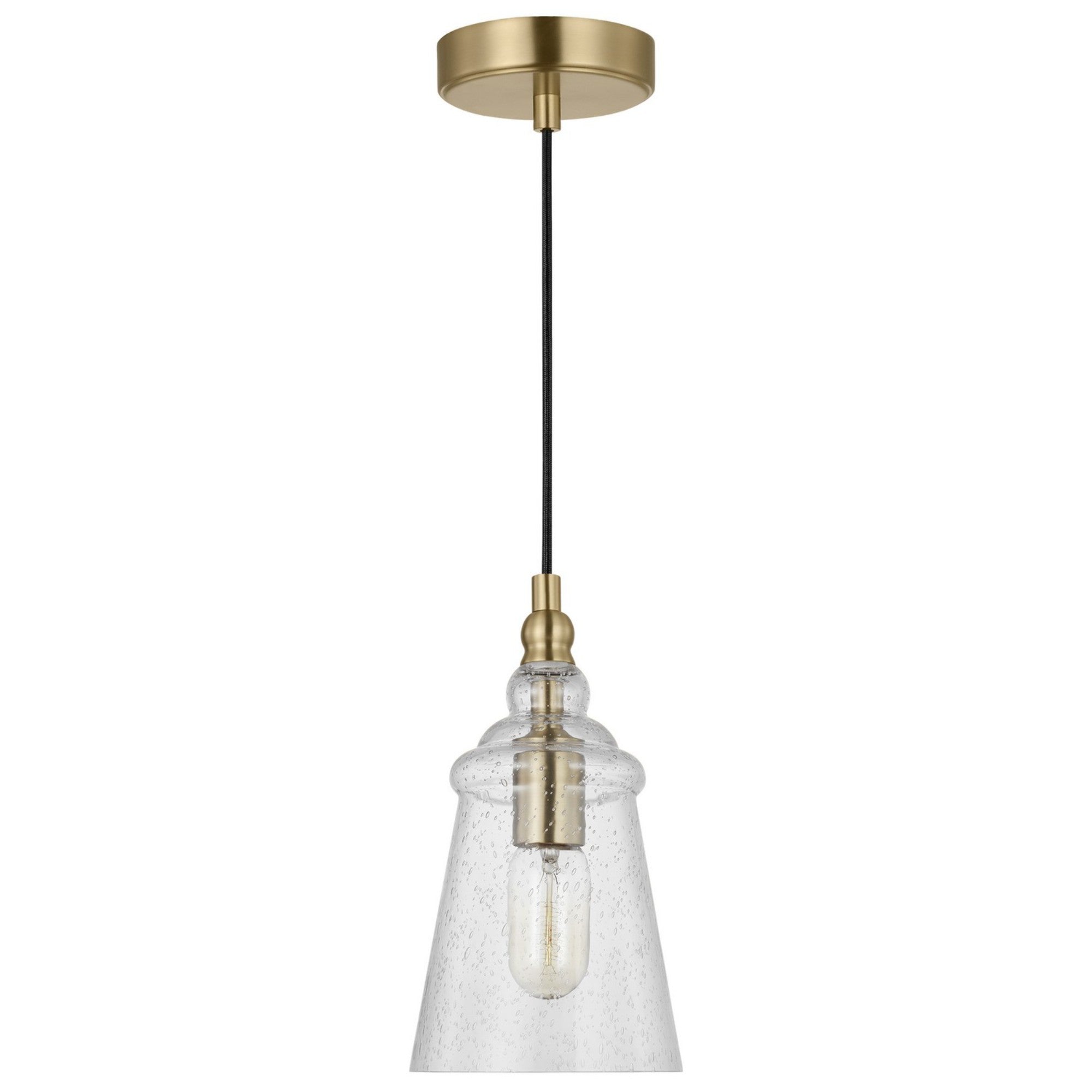 Loras 6" Mini Pendant, Satin Brass Finish - Bees Lighting