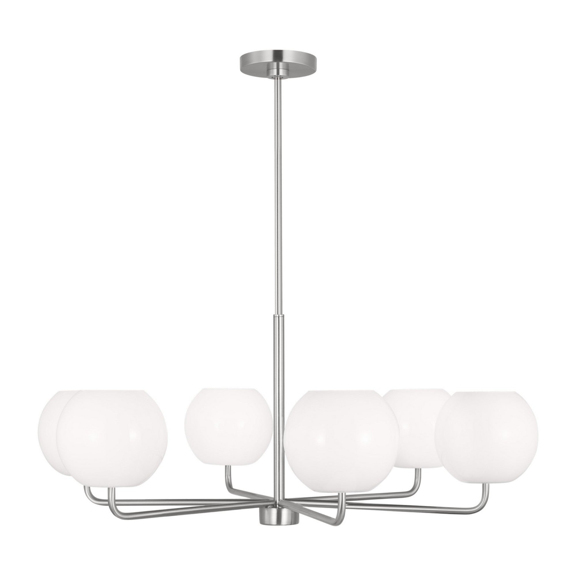 Rory 35" 6-Light Large Chandelier, Brushed Steel Finish - Bees Lighting