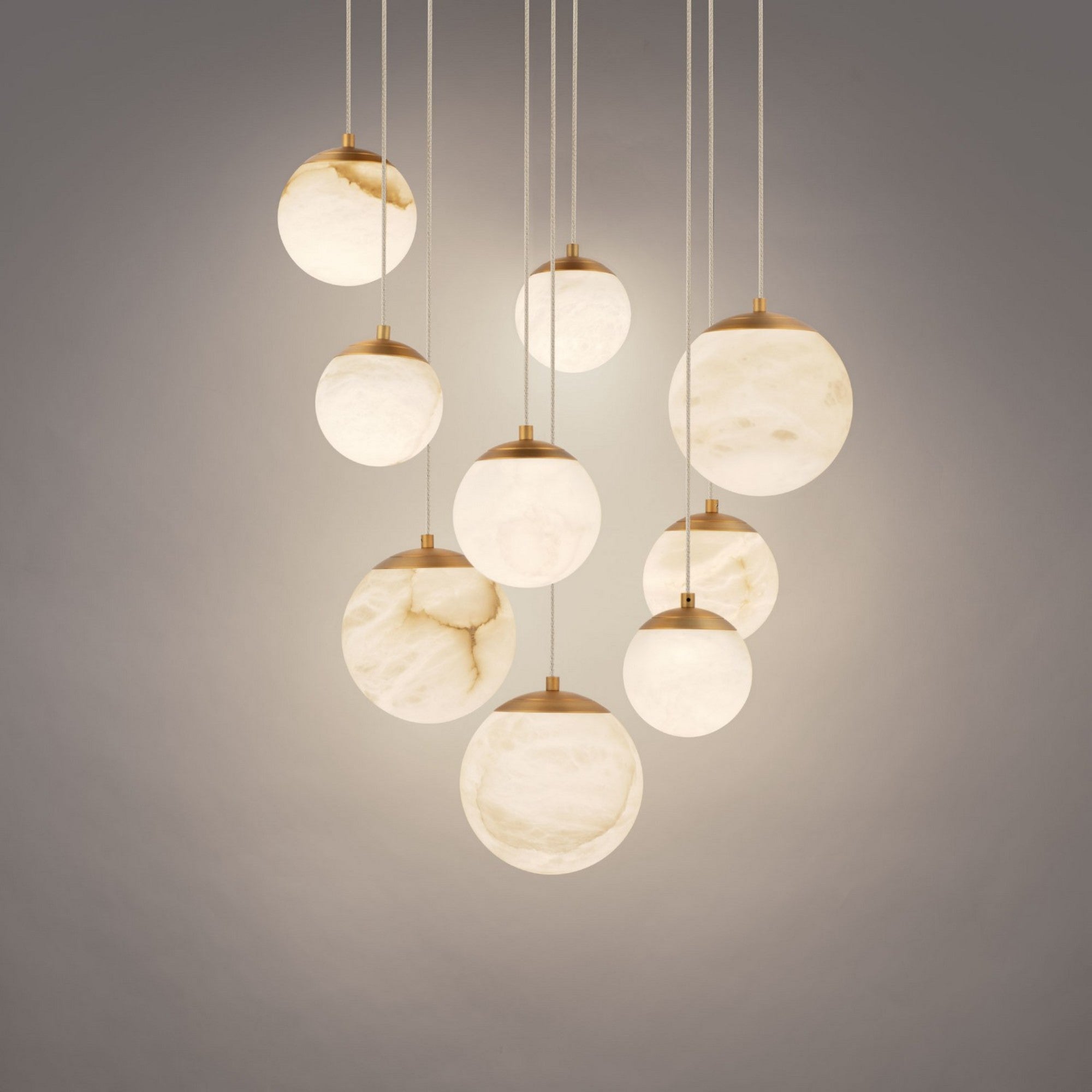Pisces 17" 9-Light LED Pendant, Aged Brass Finish - Bees Lighting